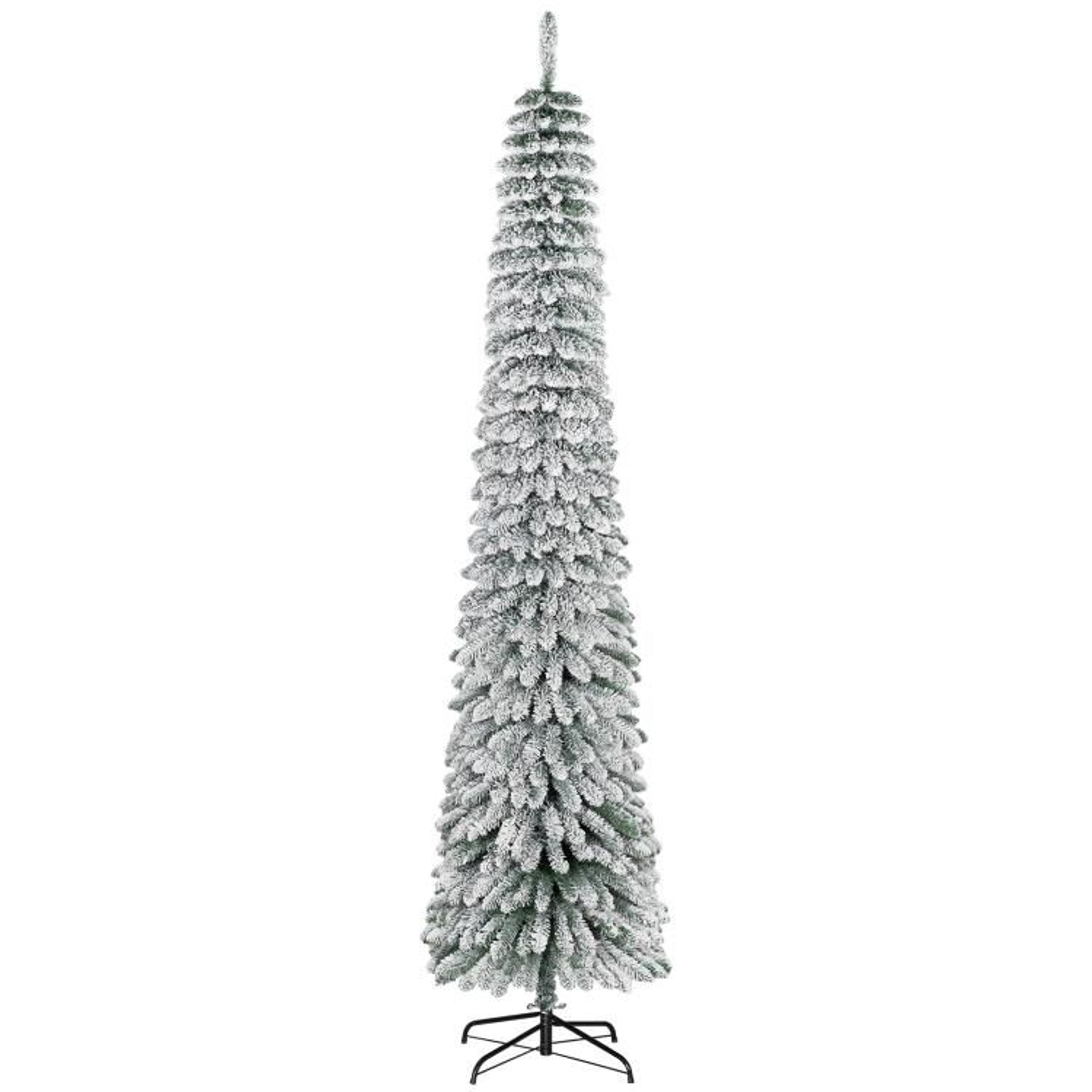 8Foot Slim Pencil Christmas Tree With Snow Flocked Branches And 603 Tips 1