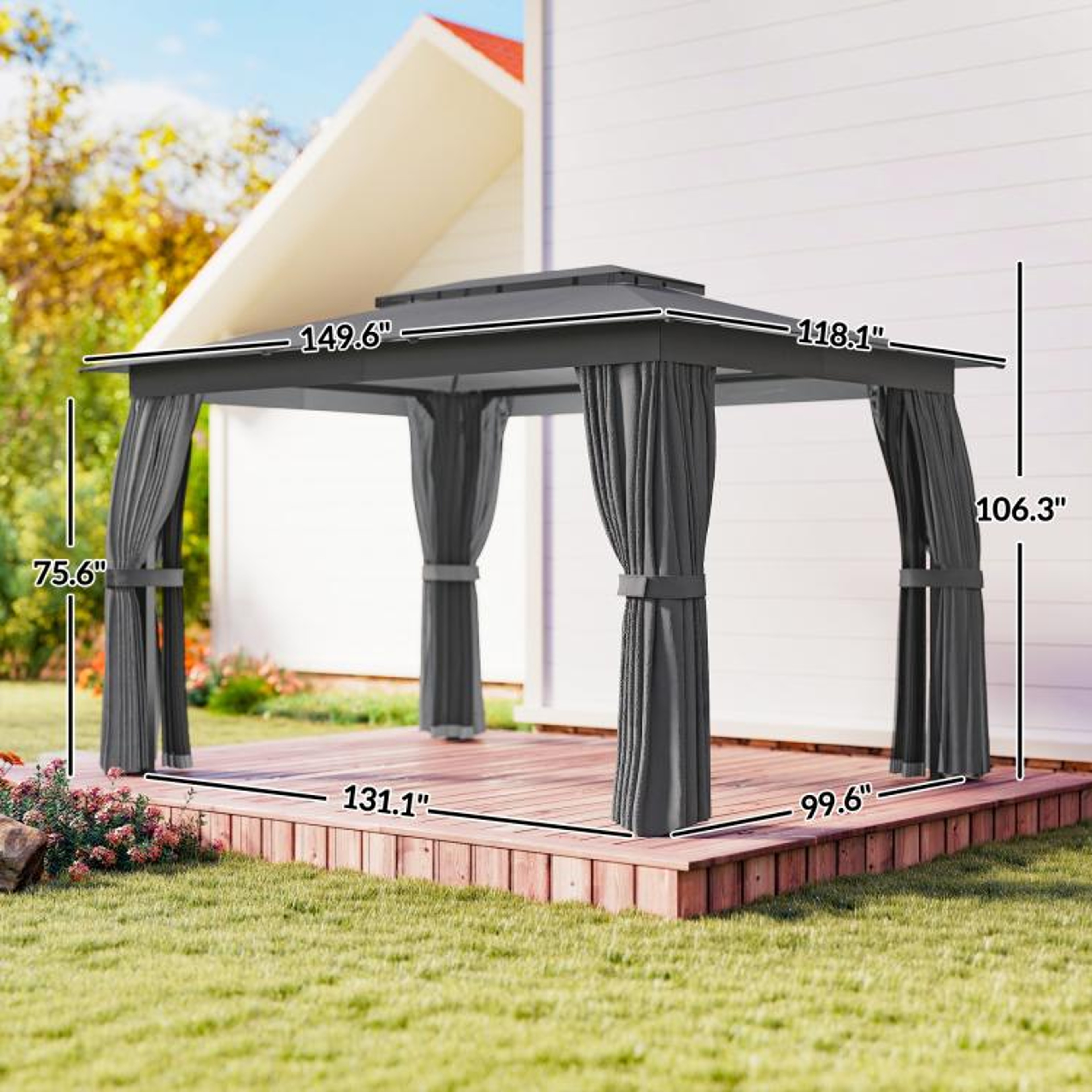 10 X 12 Ft Outdoor Patio Gazebo With DoubleTier Soft Top Curtains And Netting 4