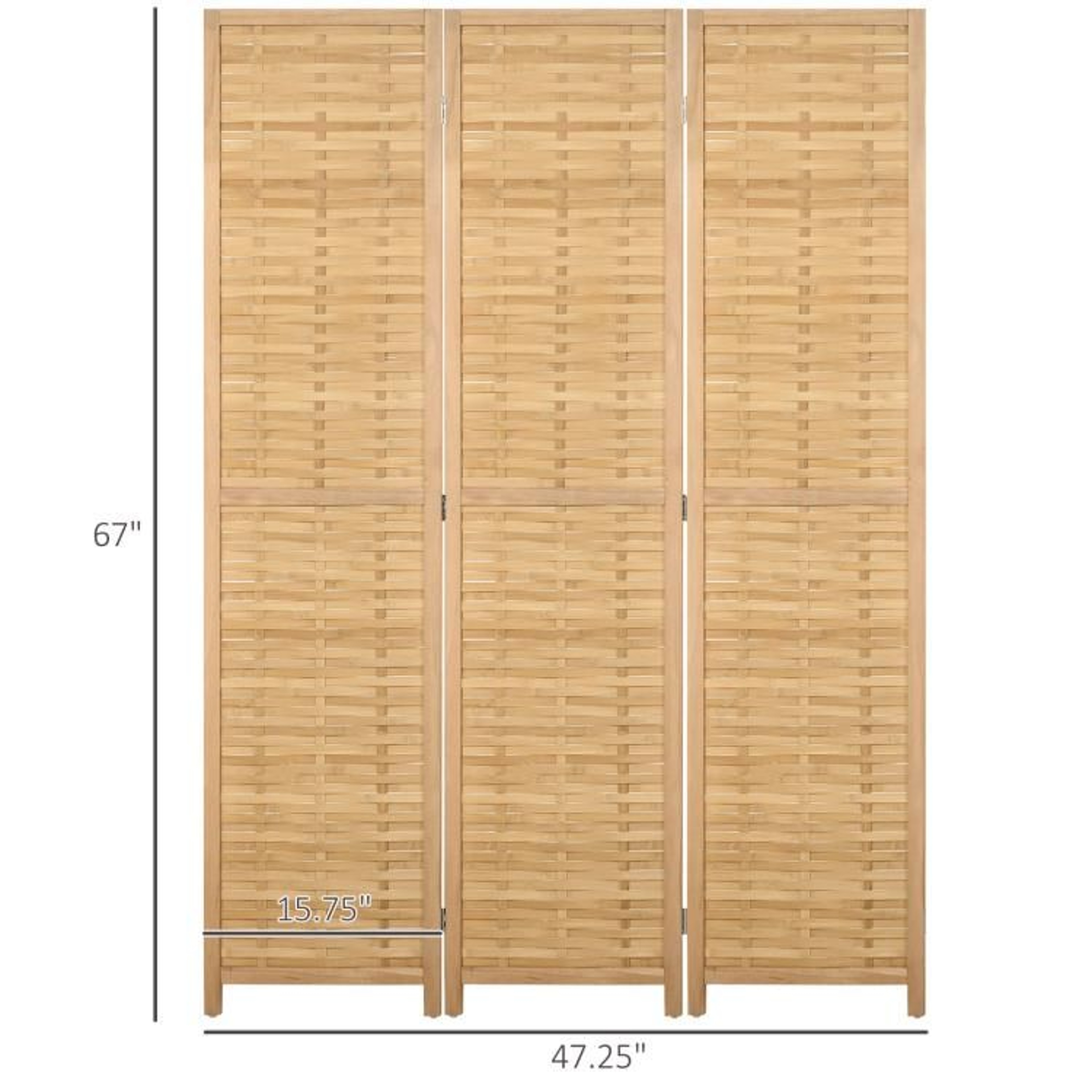3Panel Bamboo Folding Room Divider With Handwoven Privacy Screen 4
