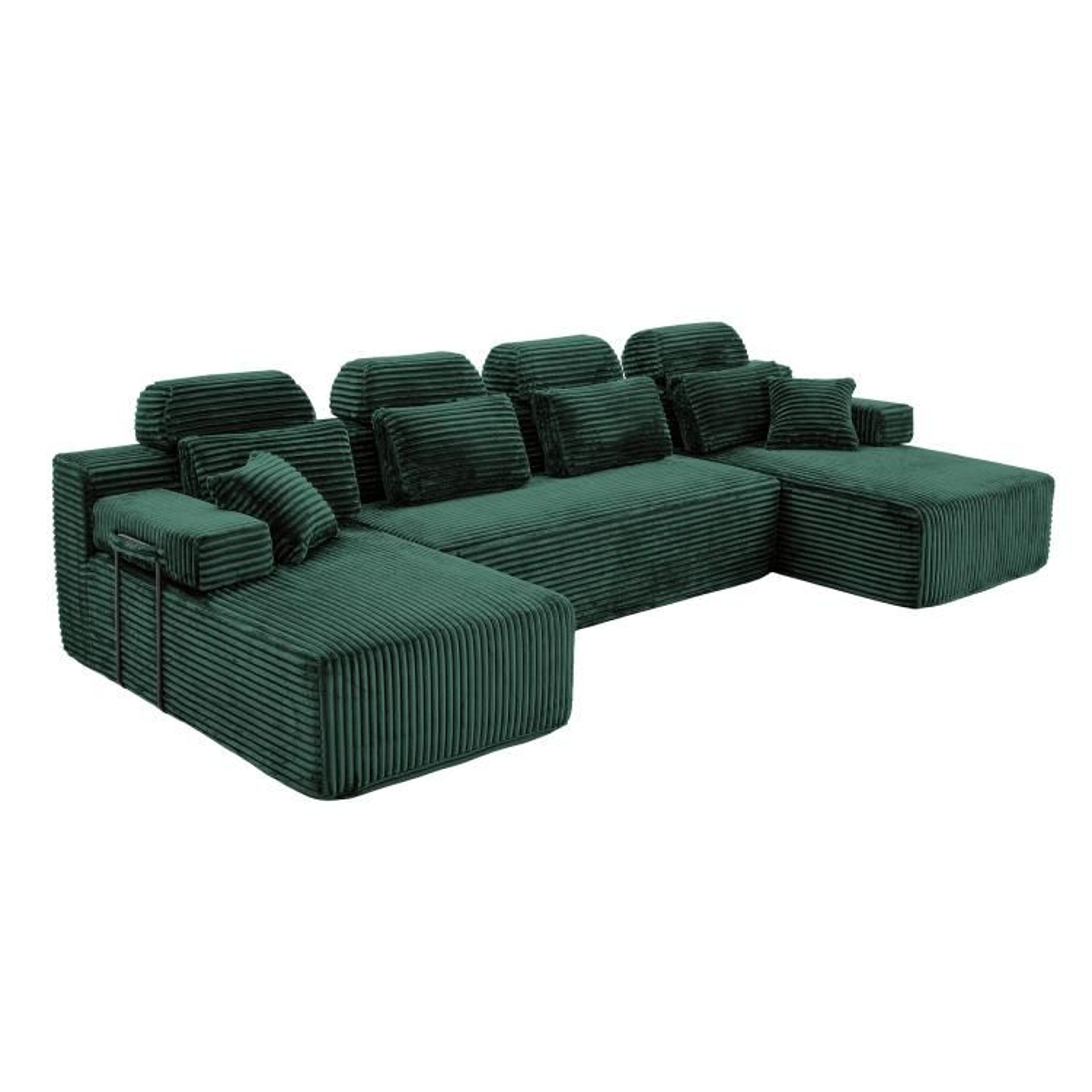 UShaped Corduroy Sectional Sofa With Double Chaise And Modular Design 0
