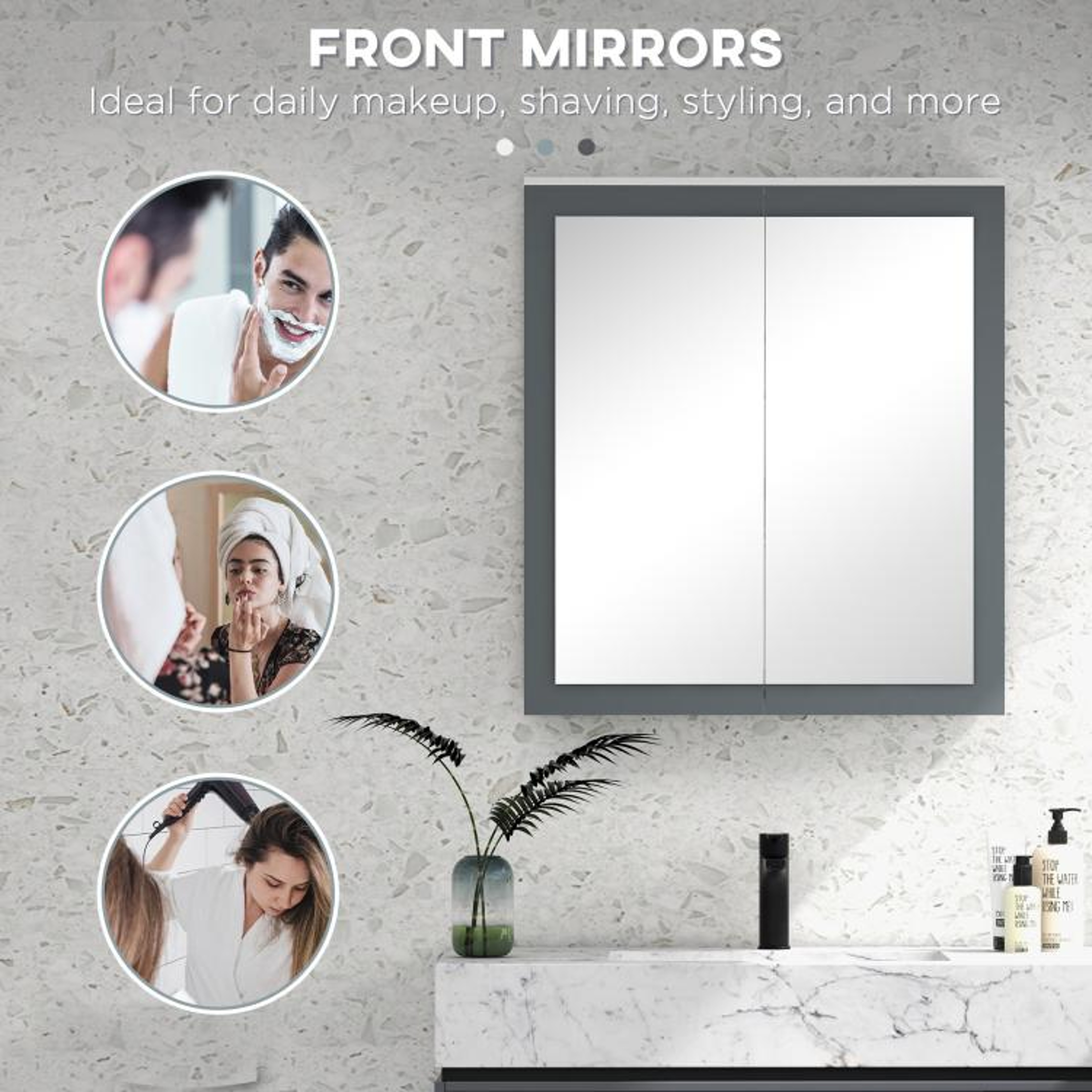 Wall Mounted Bathroom Mirror Cabinet With Double Doors And Adjustable Shelves 5