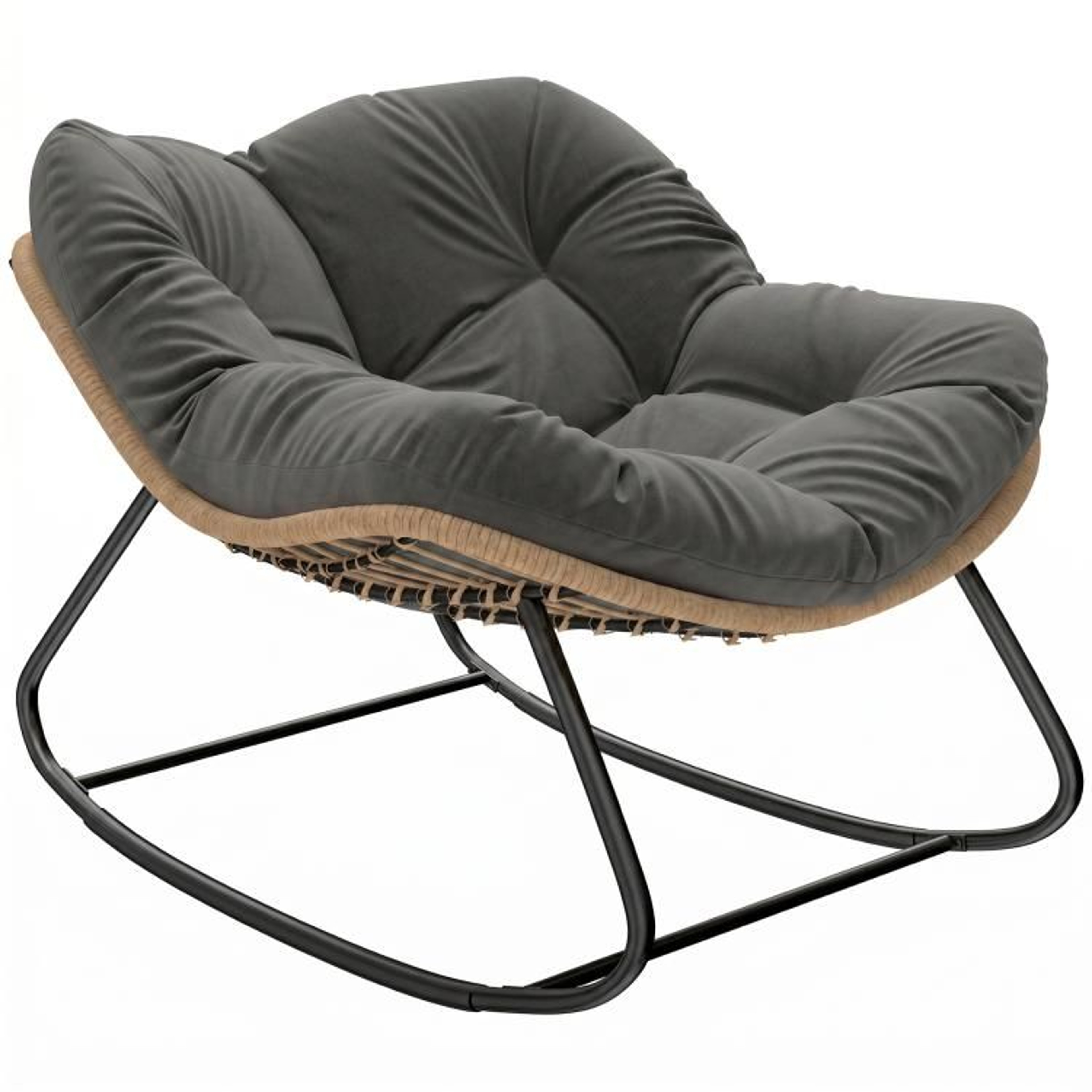 Oversized Papasan Rocking Egg Chair With Cushion For Indoor Outdoor Use 0