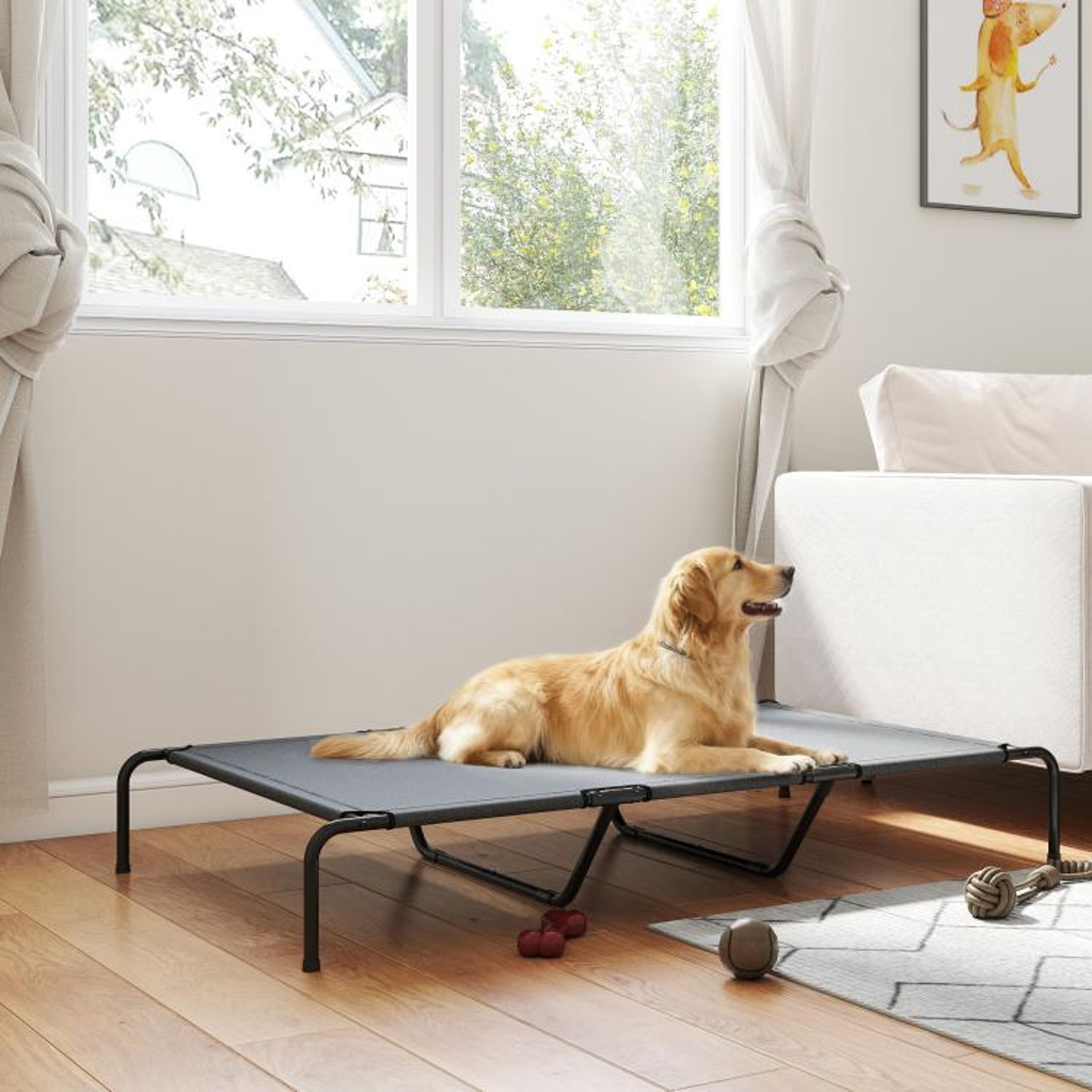 Elevated Dog Bed For Large Breeds With Breathable Mesh Gray 3