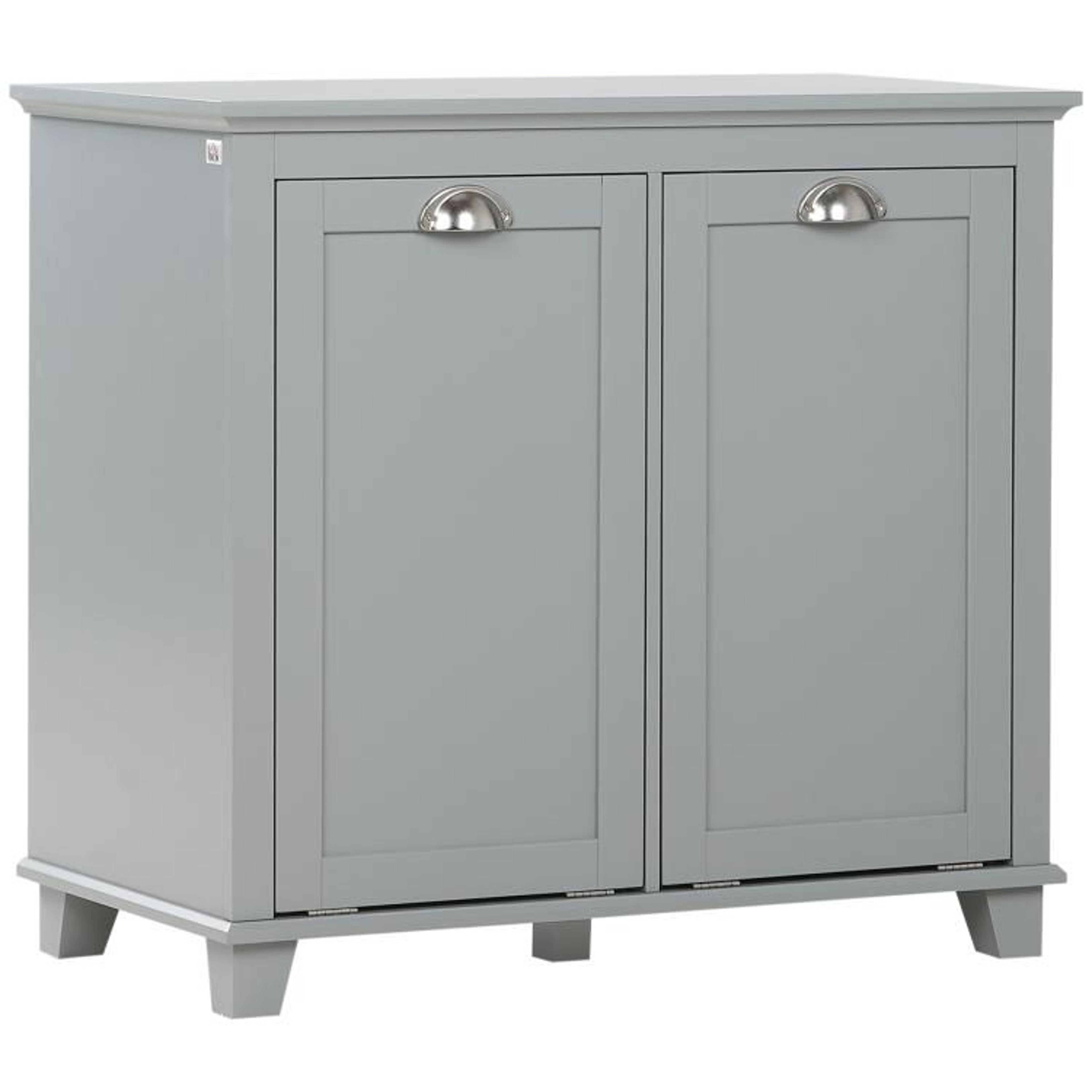 Dual TiltOut Laundry Hamper Cabinet With 2 Compartments  Gray 0
