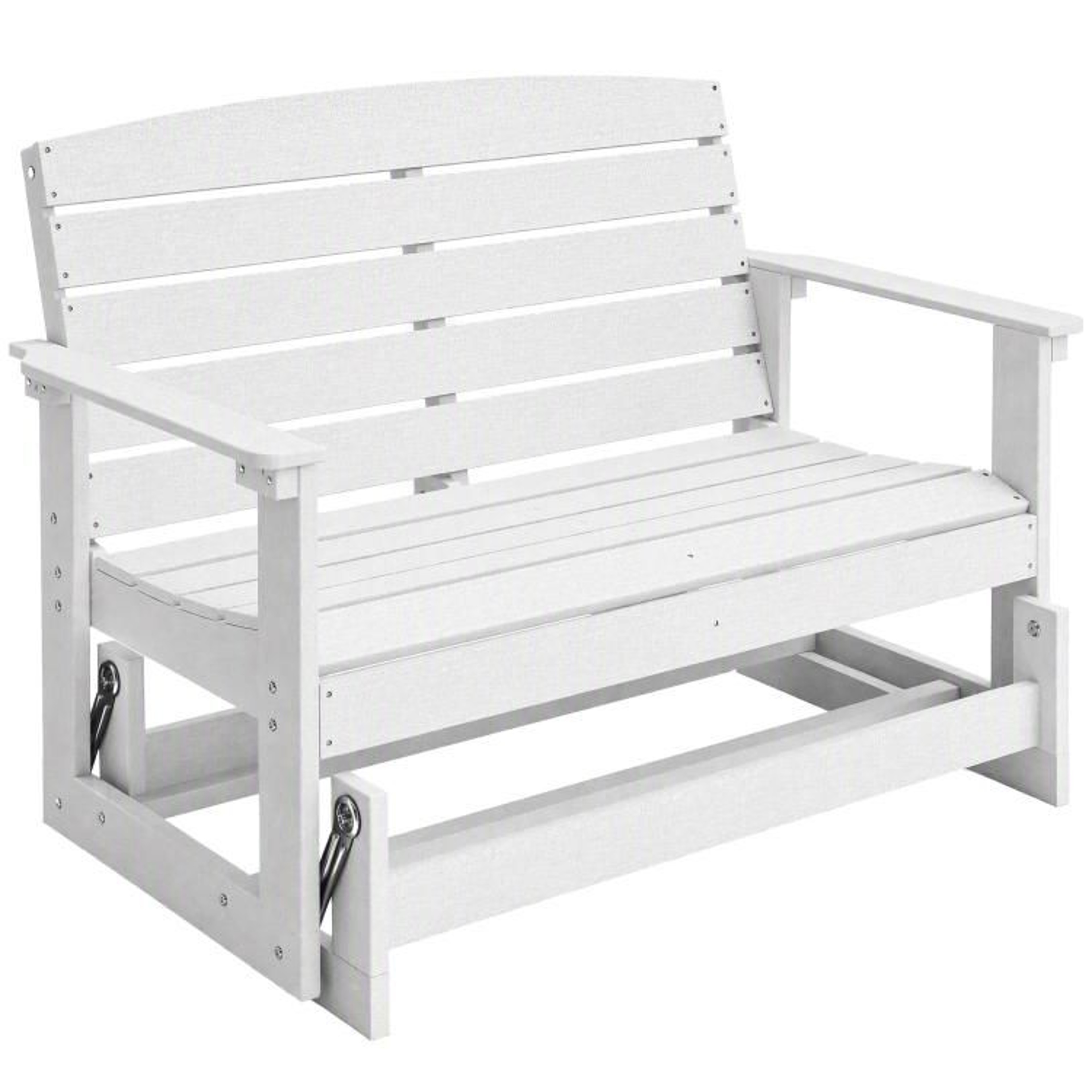 Outdoor Patio Glider Bench With HDPE Slatted Seat For Two  White 0