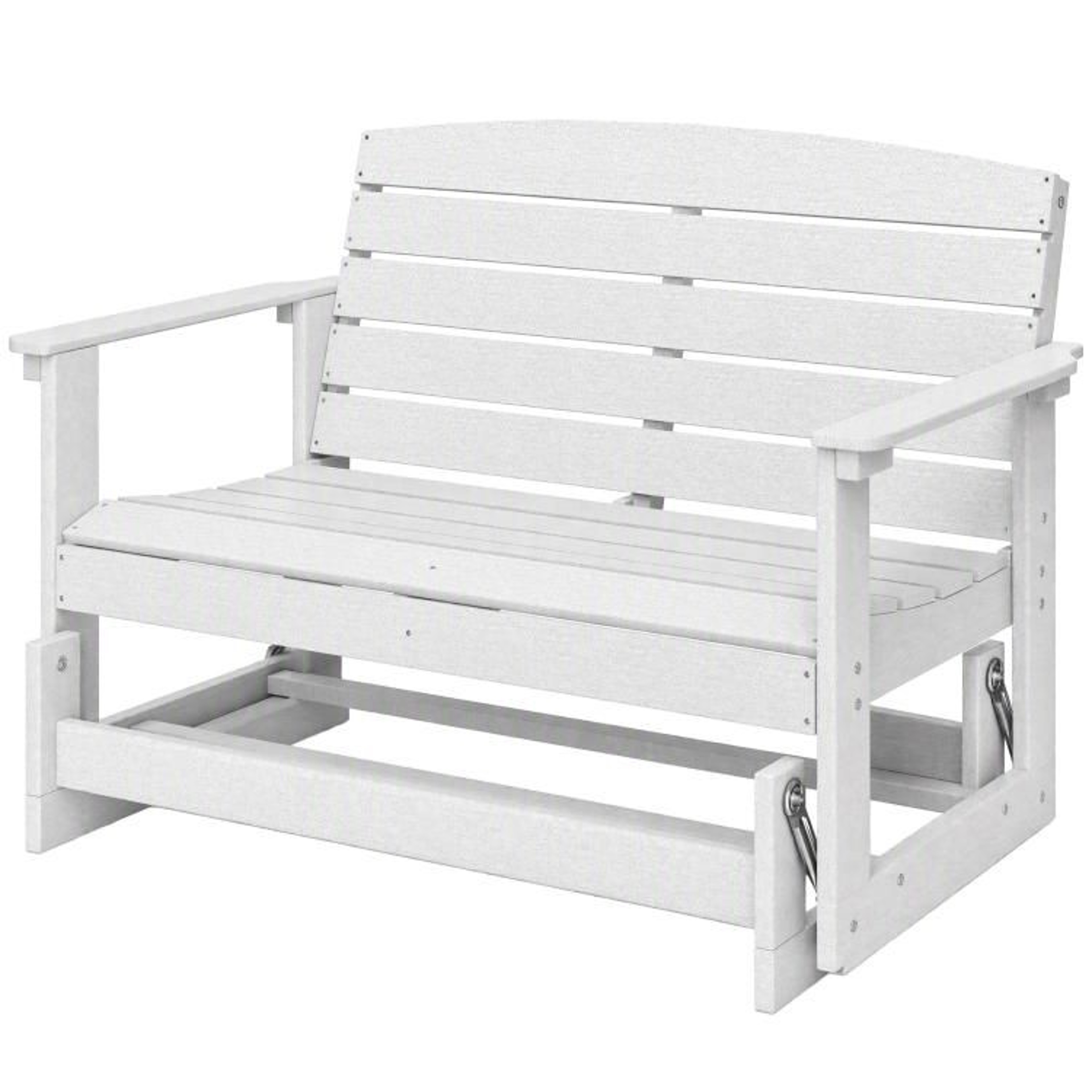 Outdoor Patio Glider Bench With HDPE Slatted Seat For Two  White 1