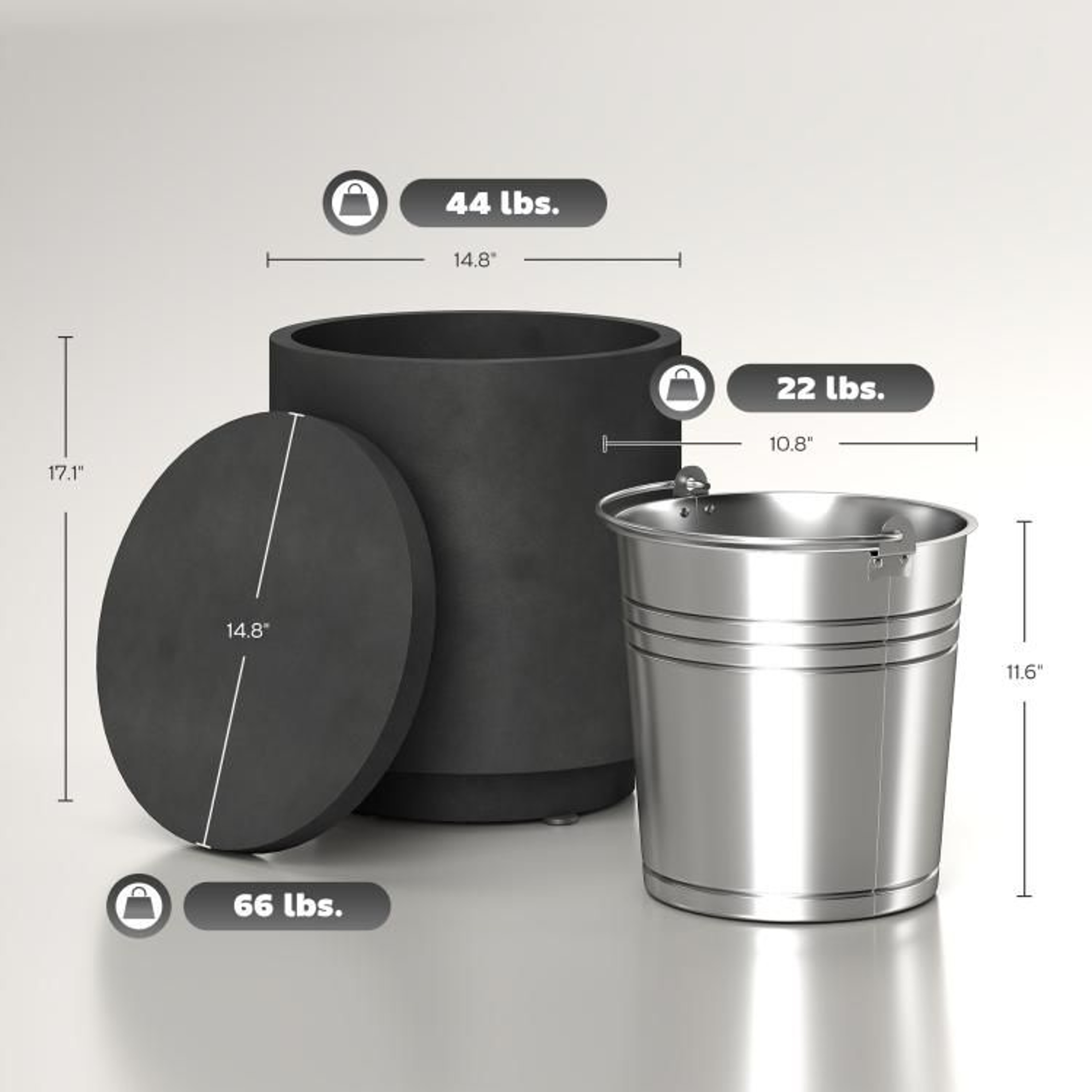 Outdoor Side Table With 26 Gallon Ice Bucket And Storage Charcoal Gray 4
