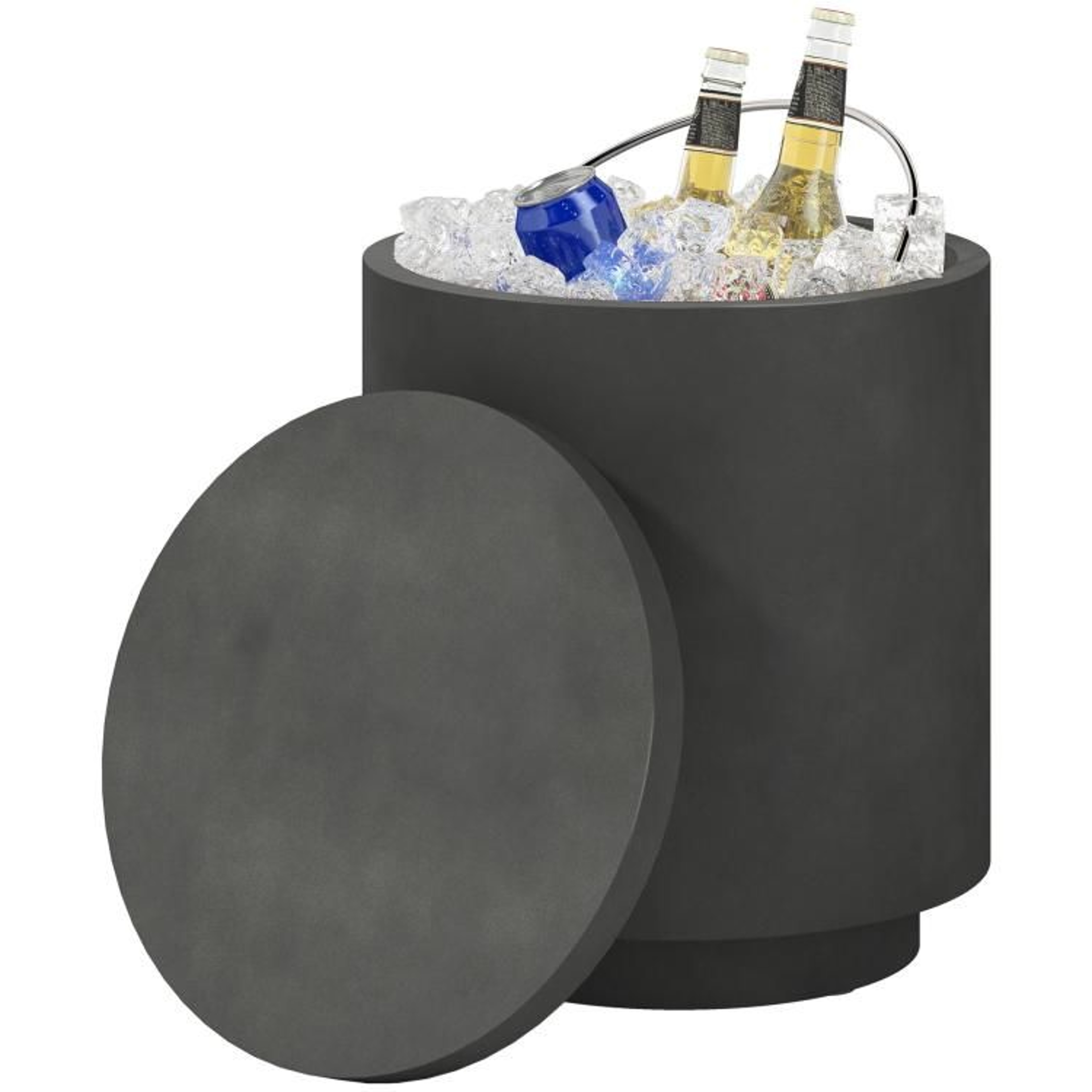 Outdoor Side Table With 26 Gallon Ice Bucket And Storage Charcoal Gray 3