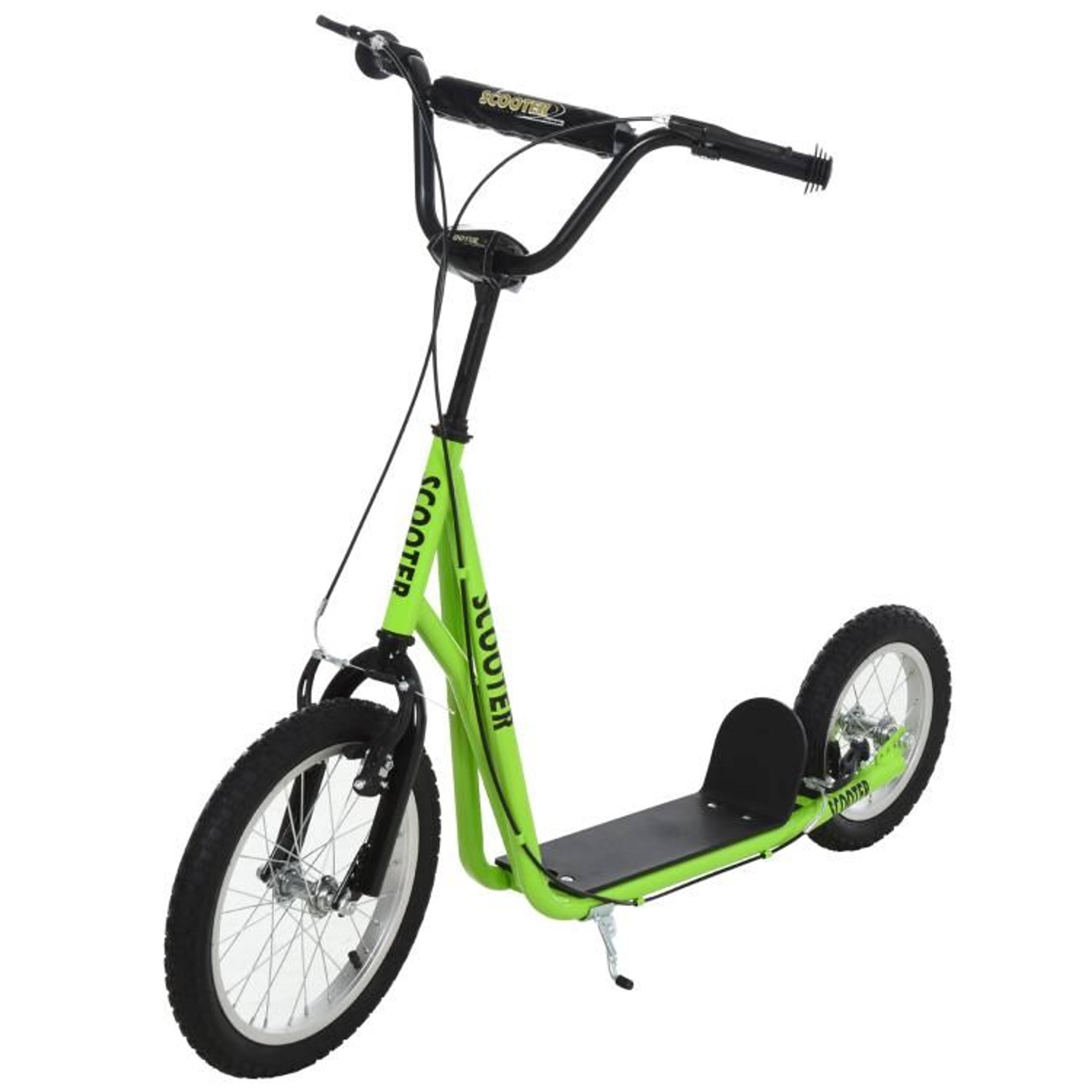 Kids Kick Scooter With Adjustable Handlebar Dual Brakes And Inflatable Wheels  Green 0