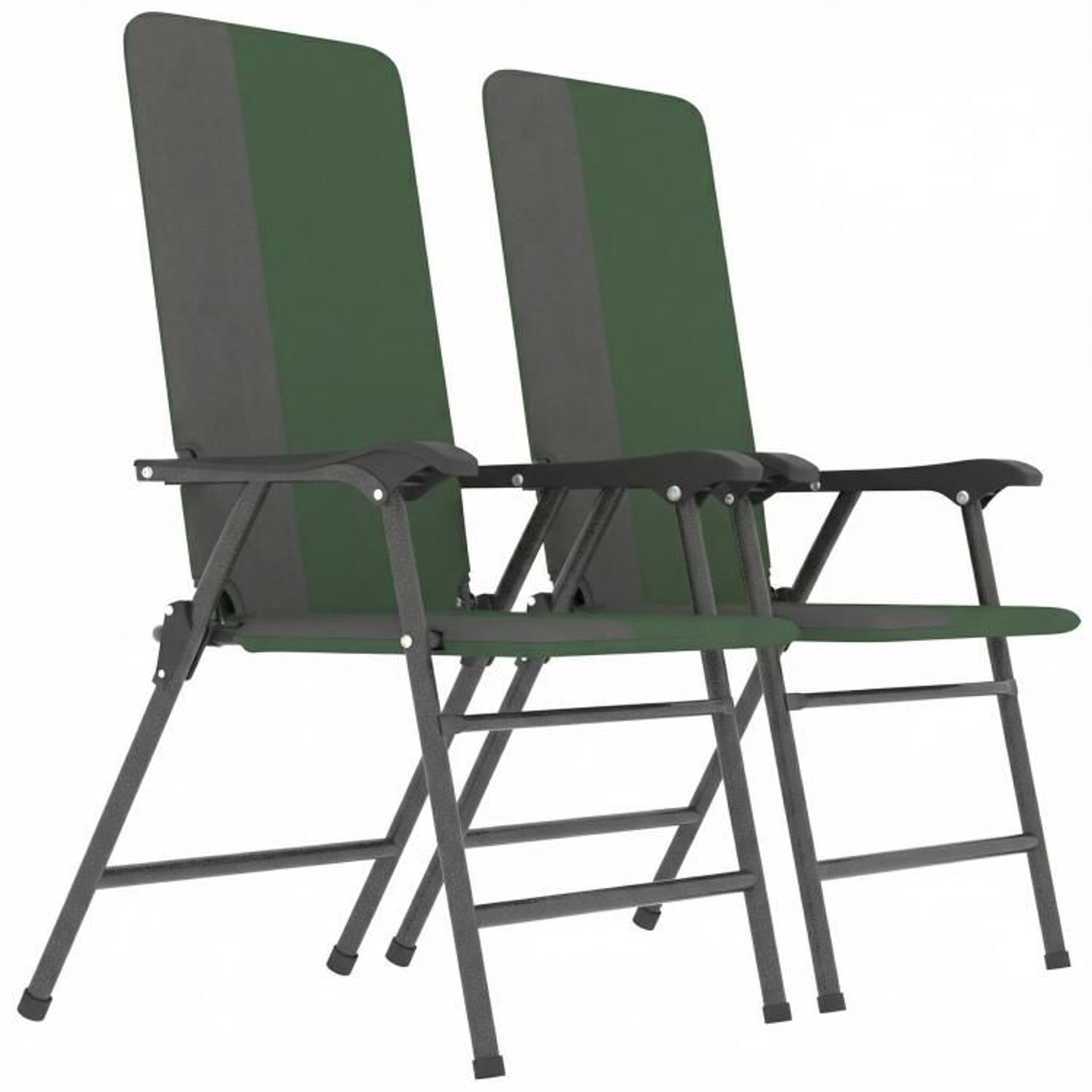 Padded Folding Patio Chairs Set Of 2 With High Back And Armrests Dark Green 1