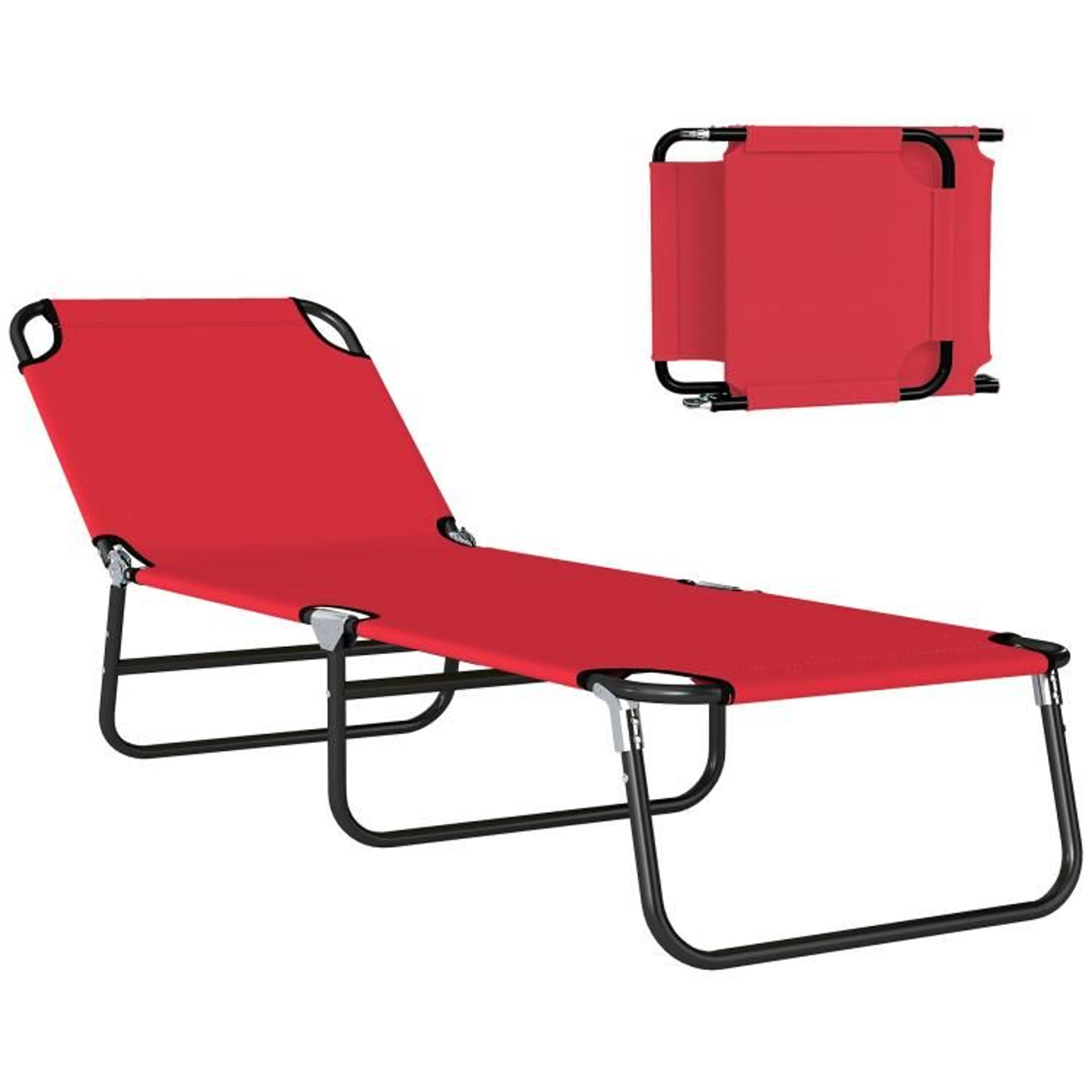 Folding Outdoor Chaise Lounge Chair With 5Position Reclining Backrest  Red 0