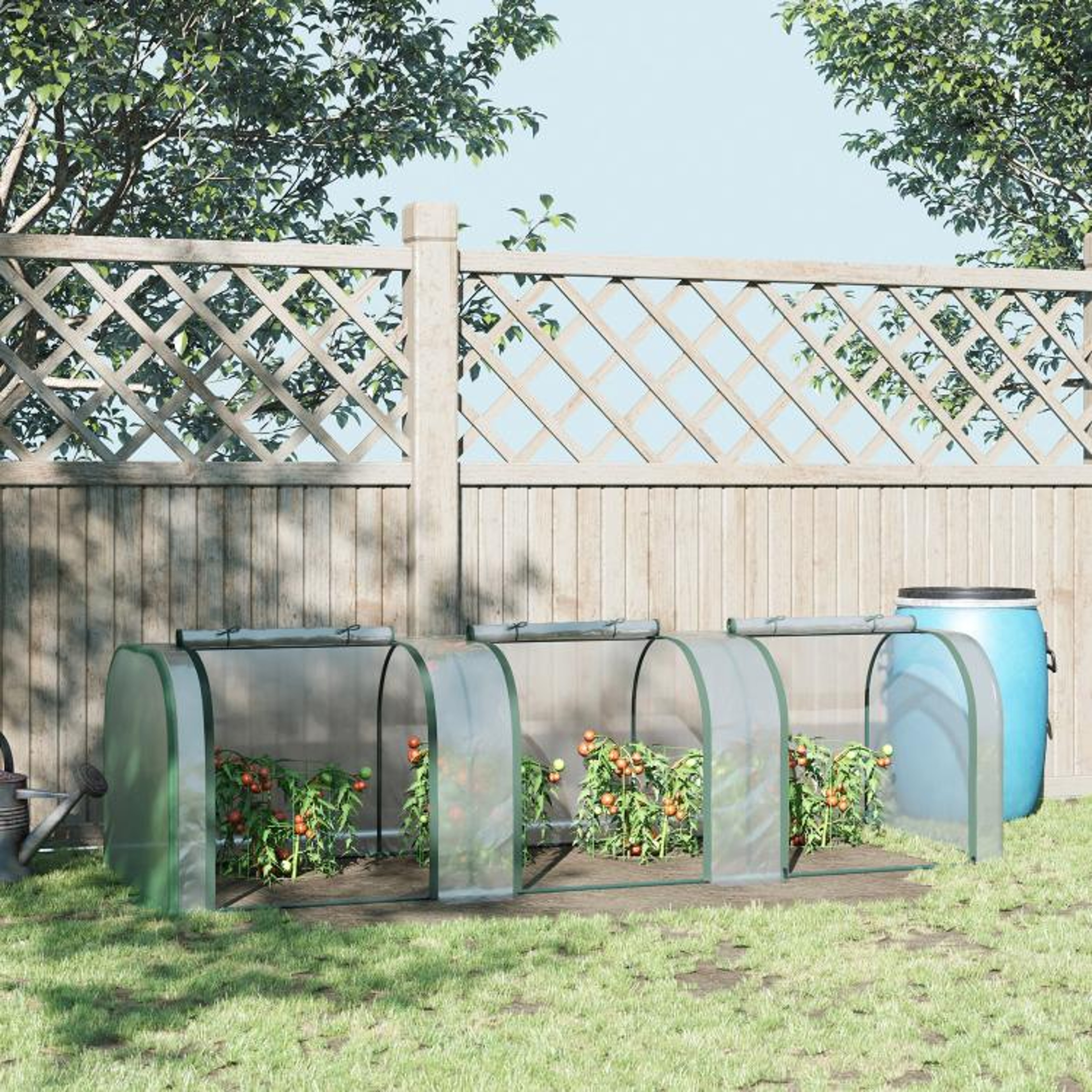 Portable Tunnel Greenhouse With 3 Zippered Doors And UVResistant PVC Cover 2