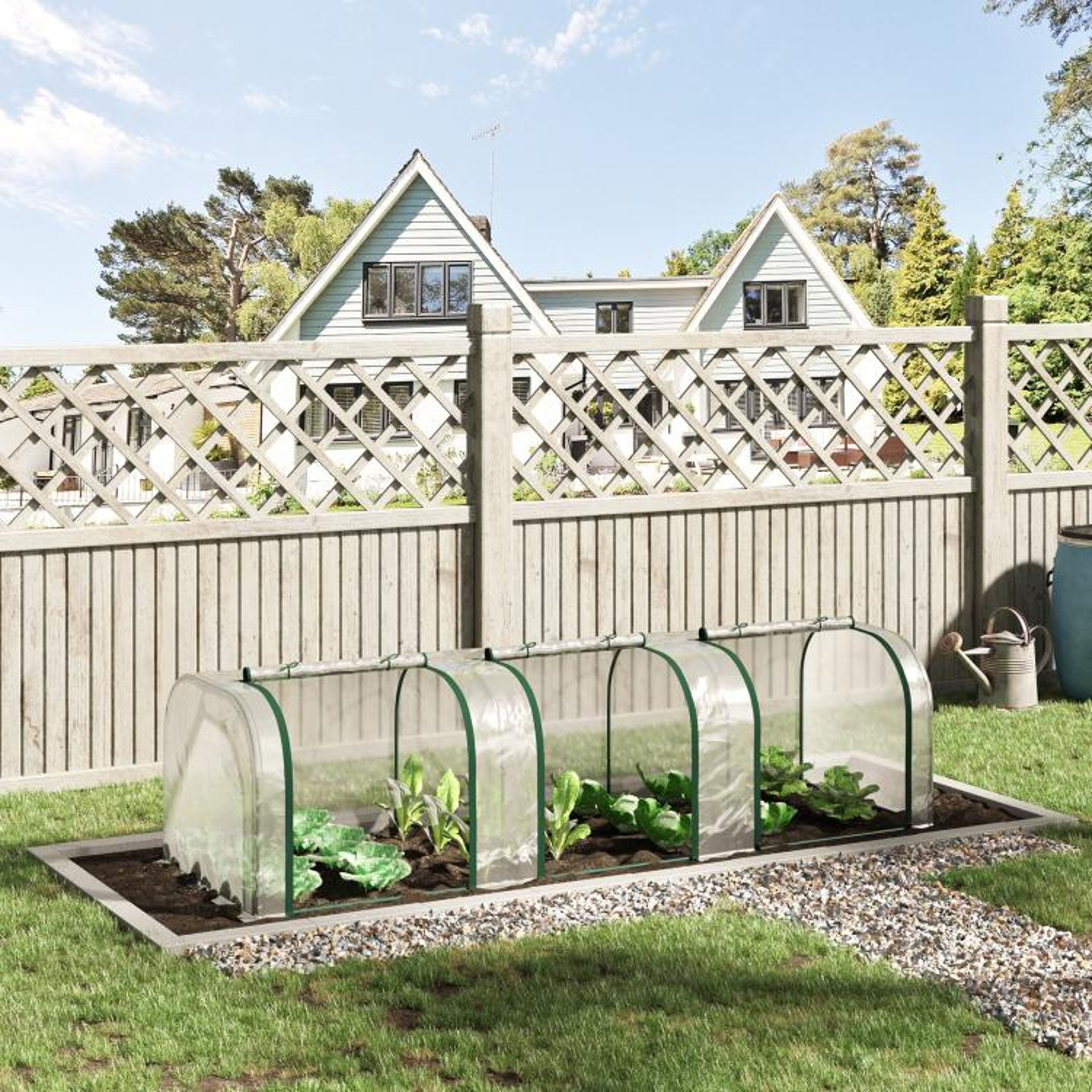 Portable Tunnel Greenhouse With 3 Zippered Doors And UVResistant PVC Cover 3