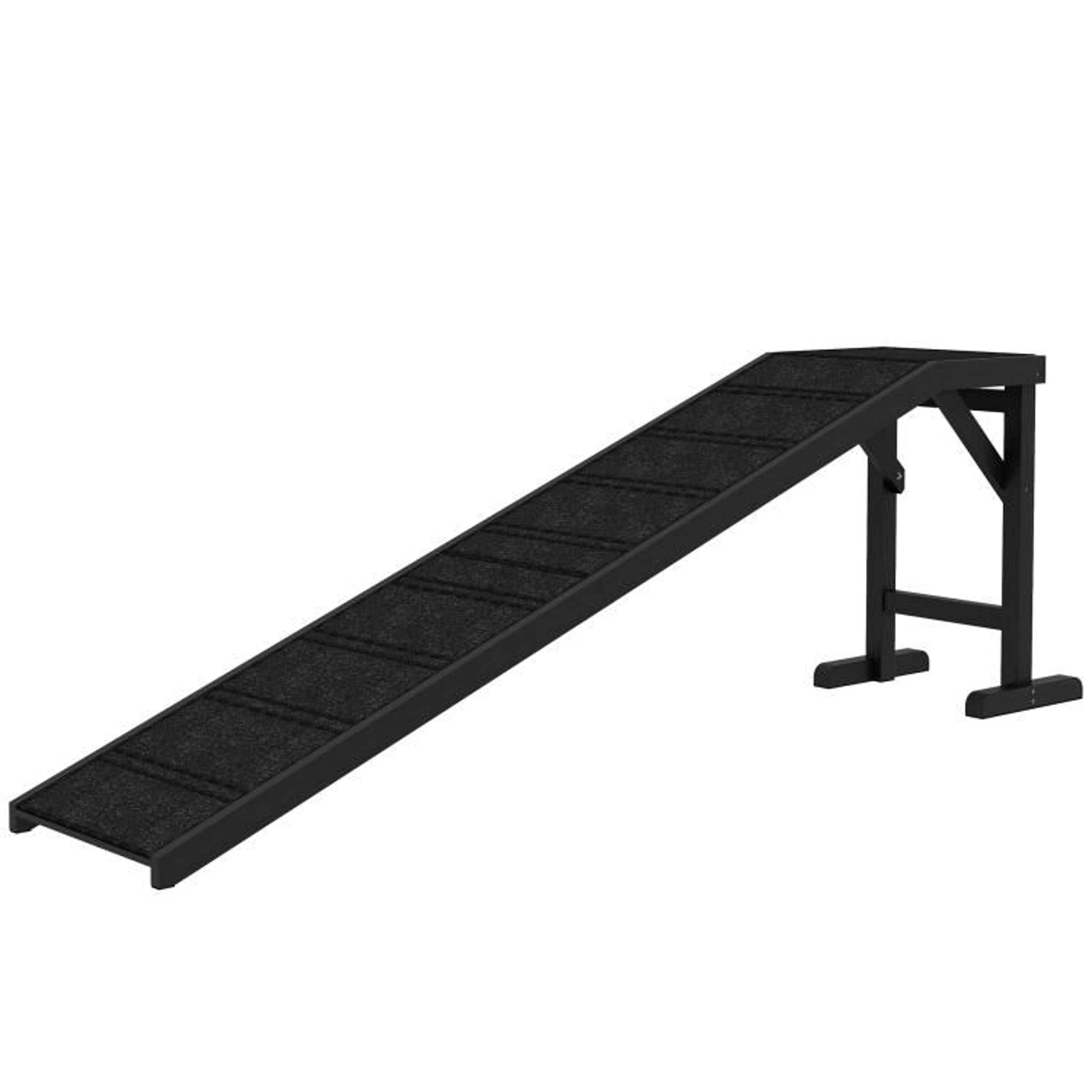 Dog Ramp With NonSlip Carpet And Top Platform 74Inch Black Wooden Pet Ramp 1
