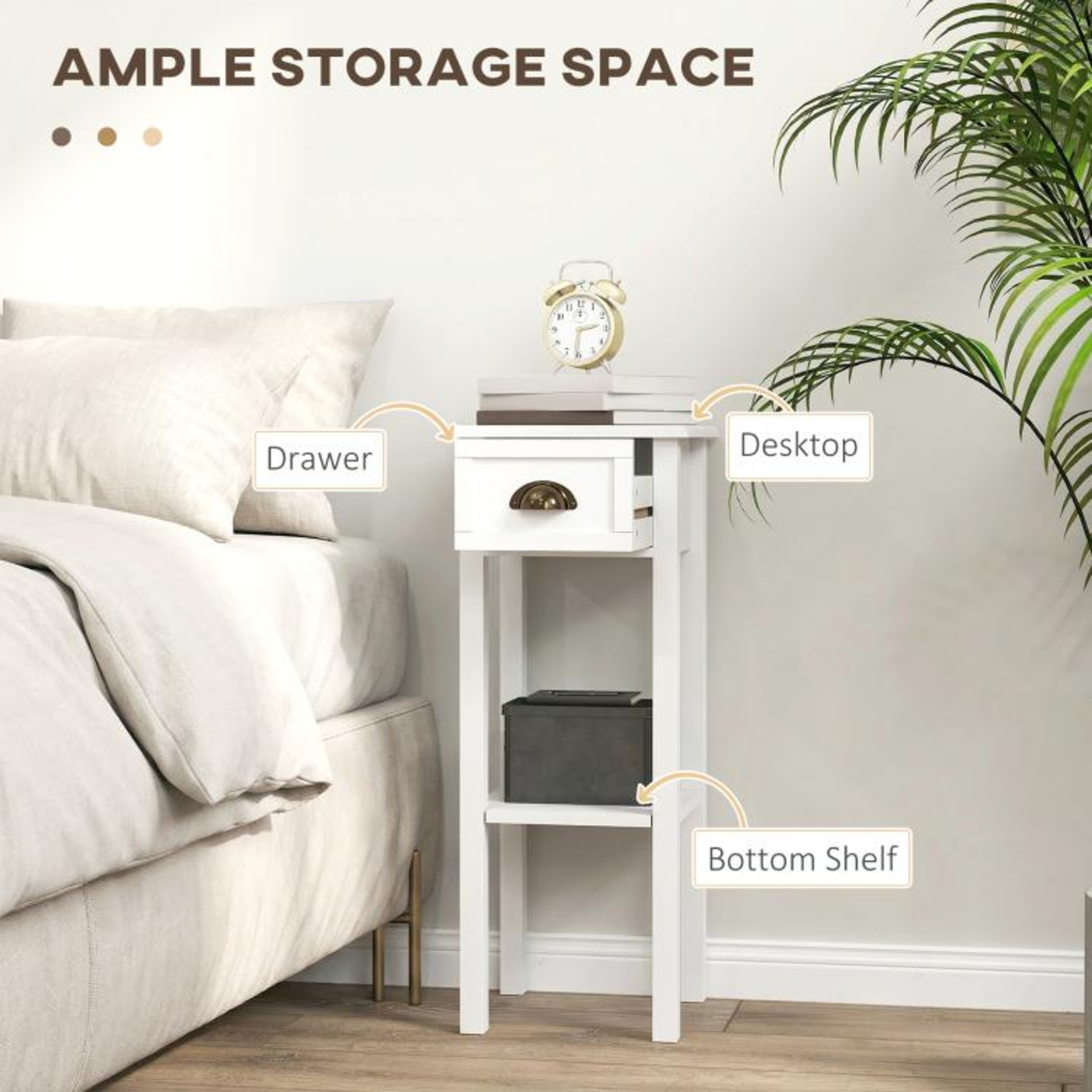 White Narrow End Tables Set Of 2 With Drawers And Storage Shelves 6