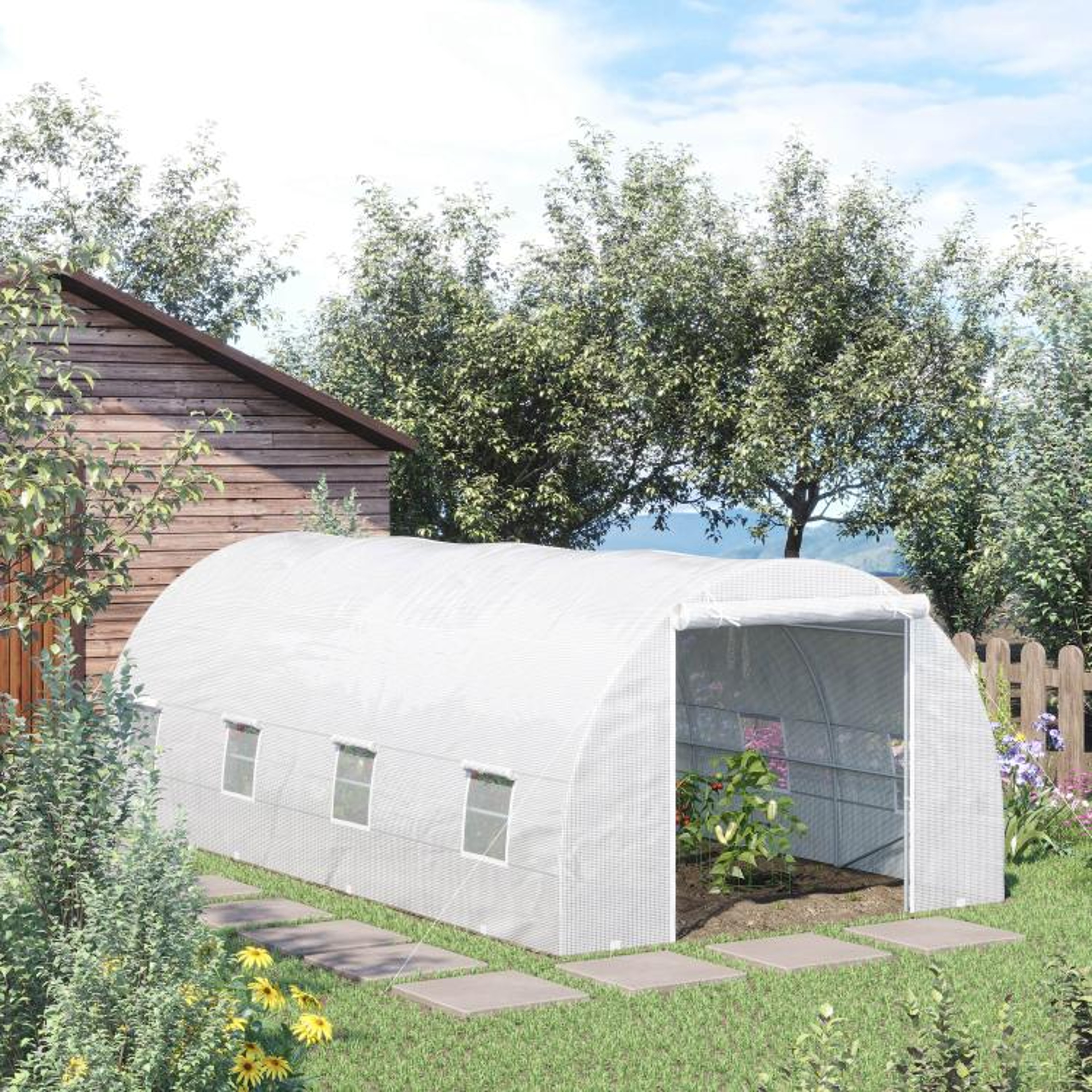 20 X 10 WalkIn Tunnel Greenhouse With Galvanized Steel Frame And 8 Mesh Windows 3
