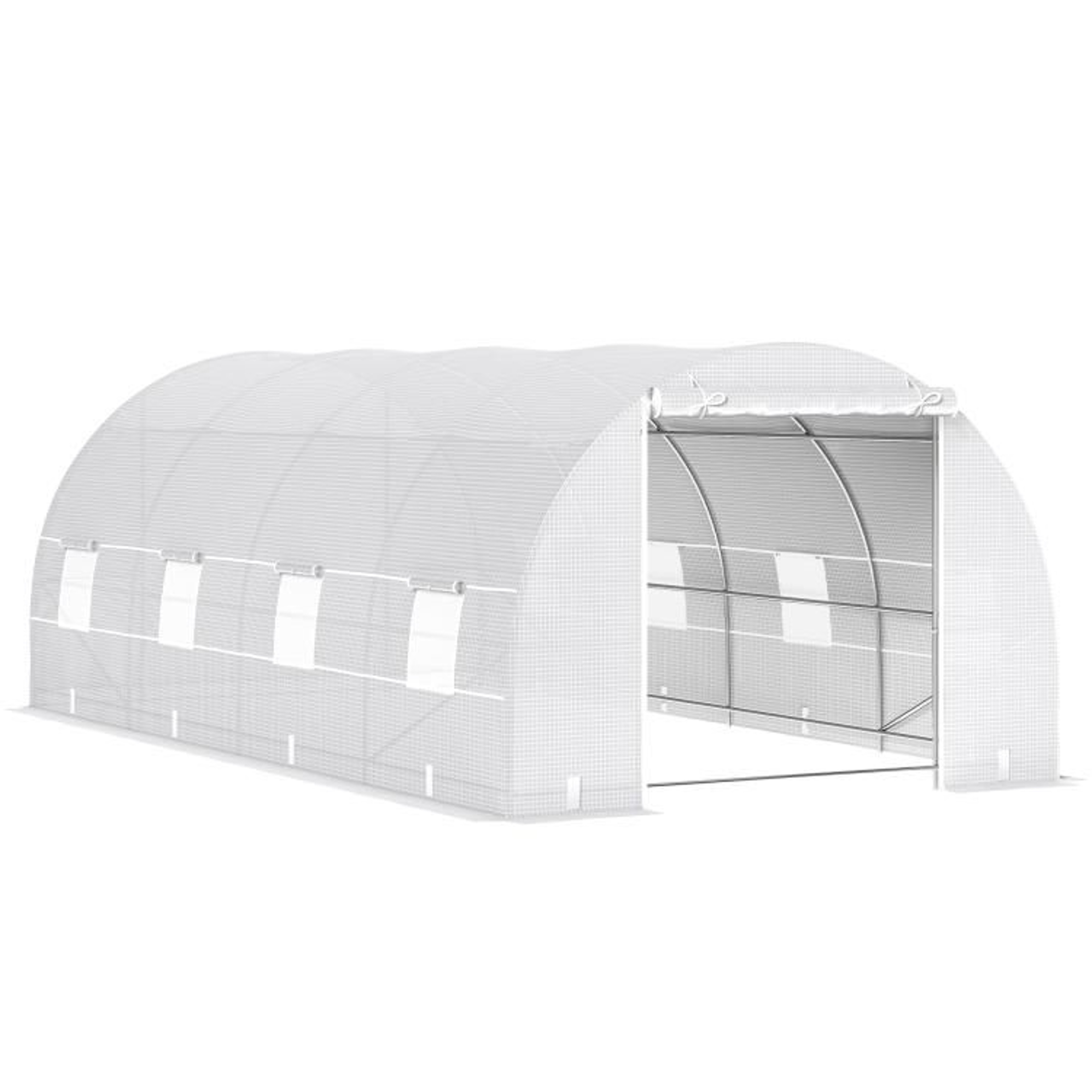 20 X 10 WalkIn Tunnel Greenhouse With Galvanized Steel Frame And 8 Mesh Windows 0