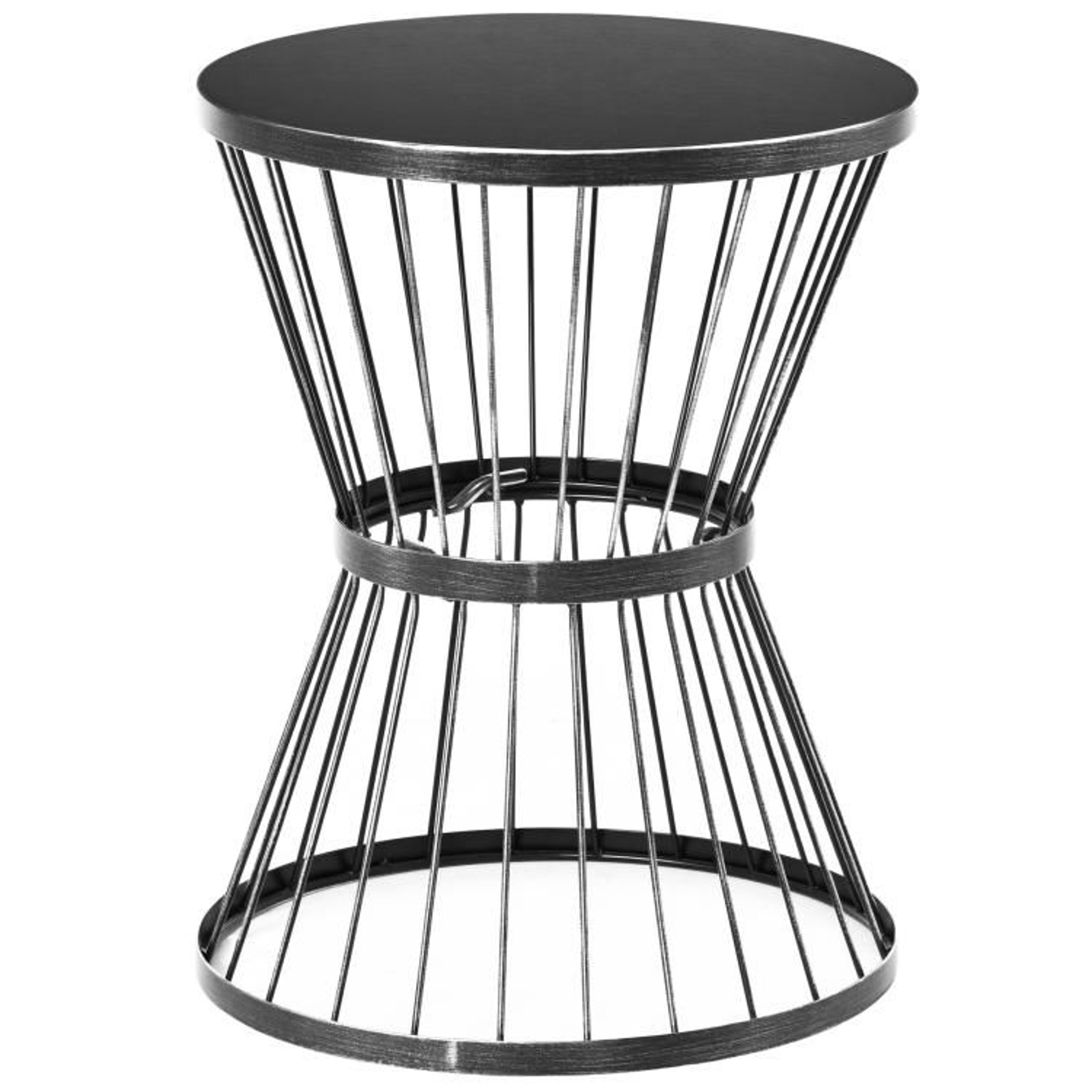 16Inch Outdoor Patio Side Table With Hourglass Design And Black Steel Frame 0