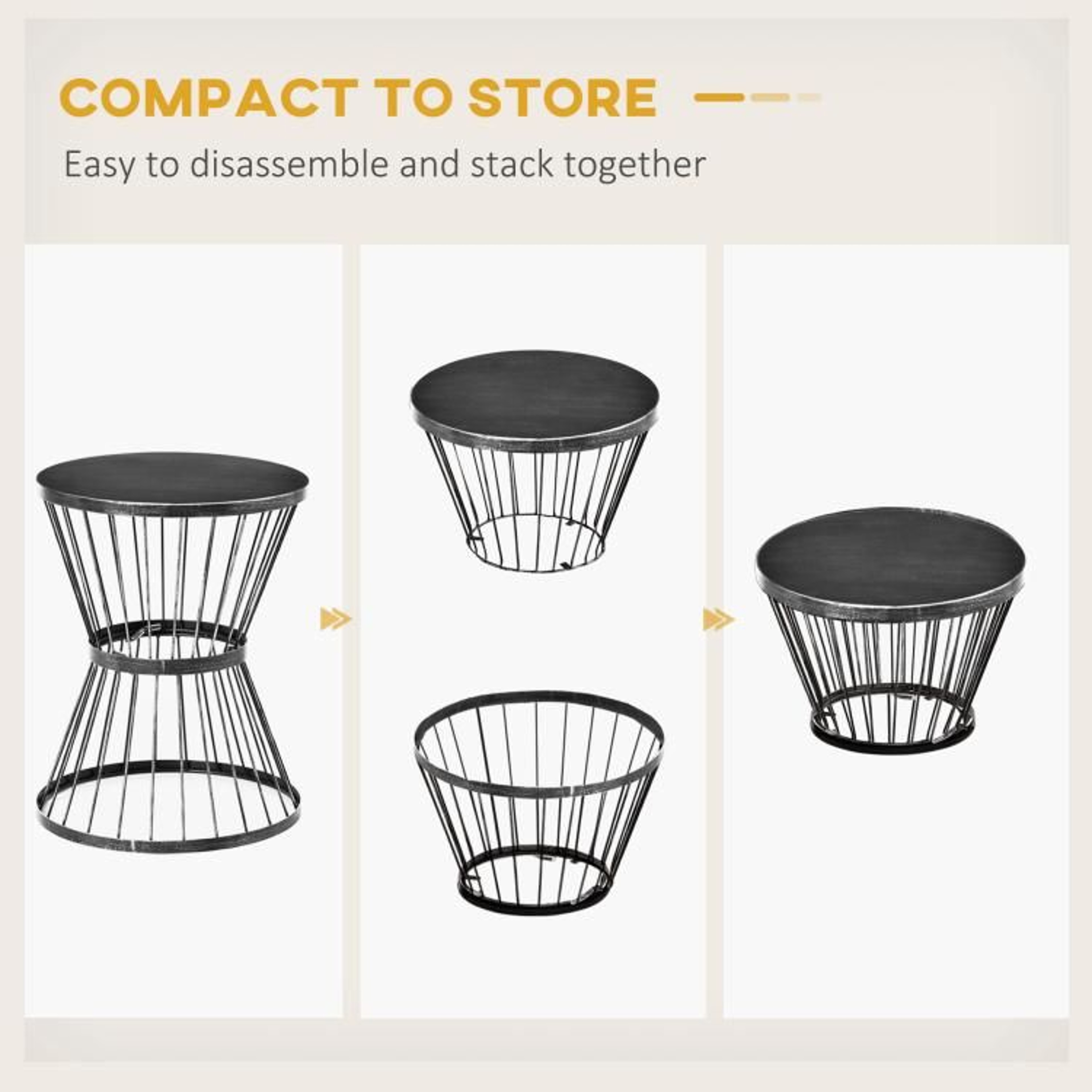 16Inch Outdoor Patio Side Table With Hourglass Design And Black Steel Frame 5