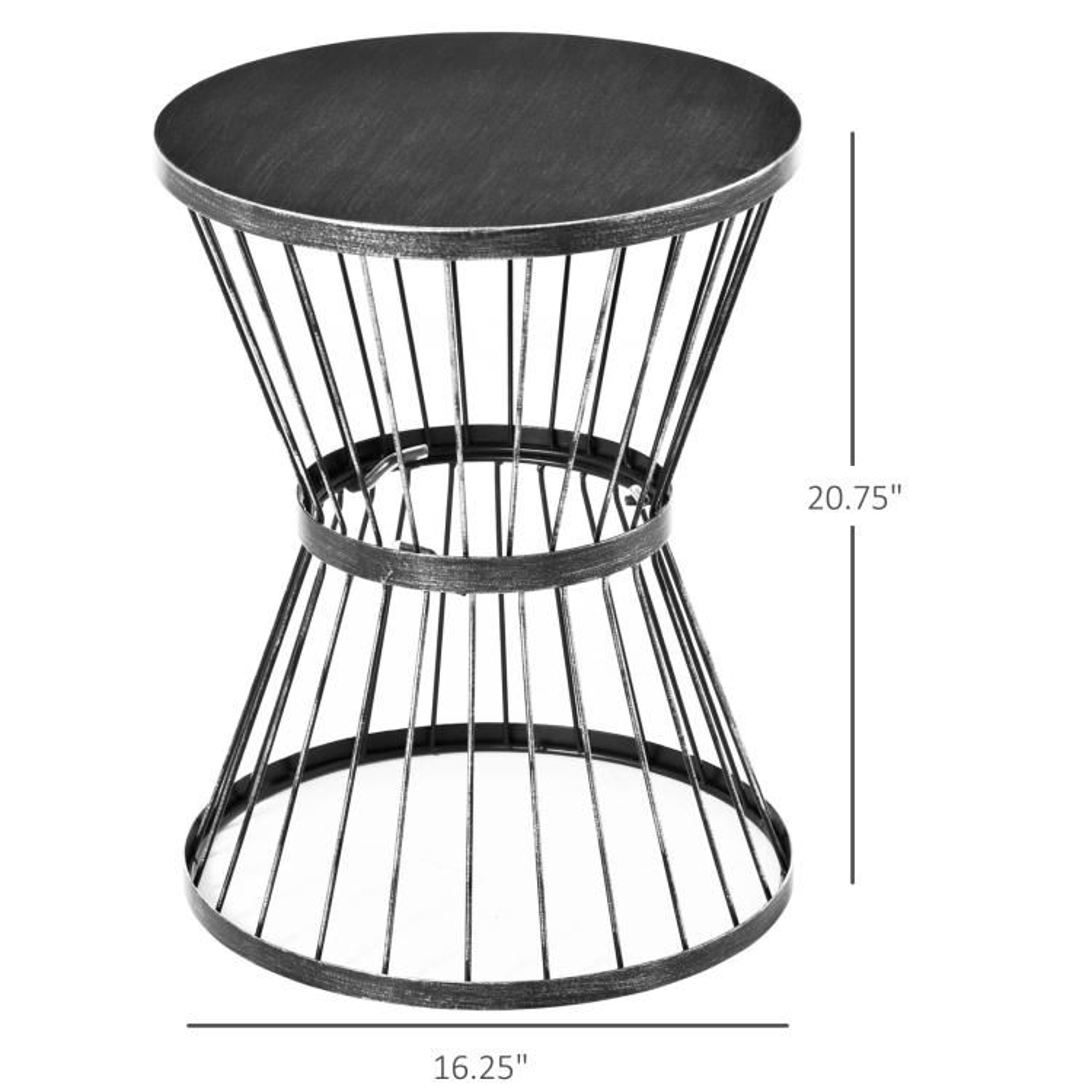 16Inch Outdoor Patio Side Table With Hourglass Design And Black Steel Frame 4