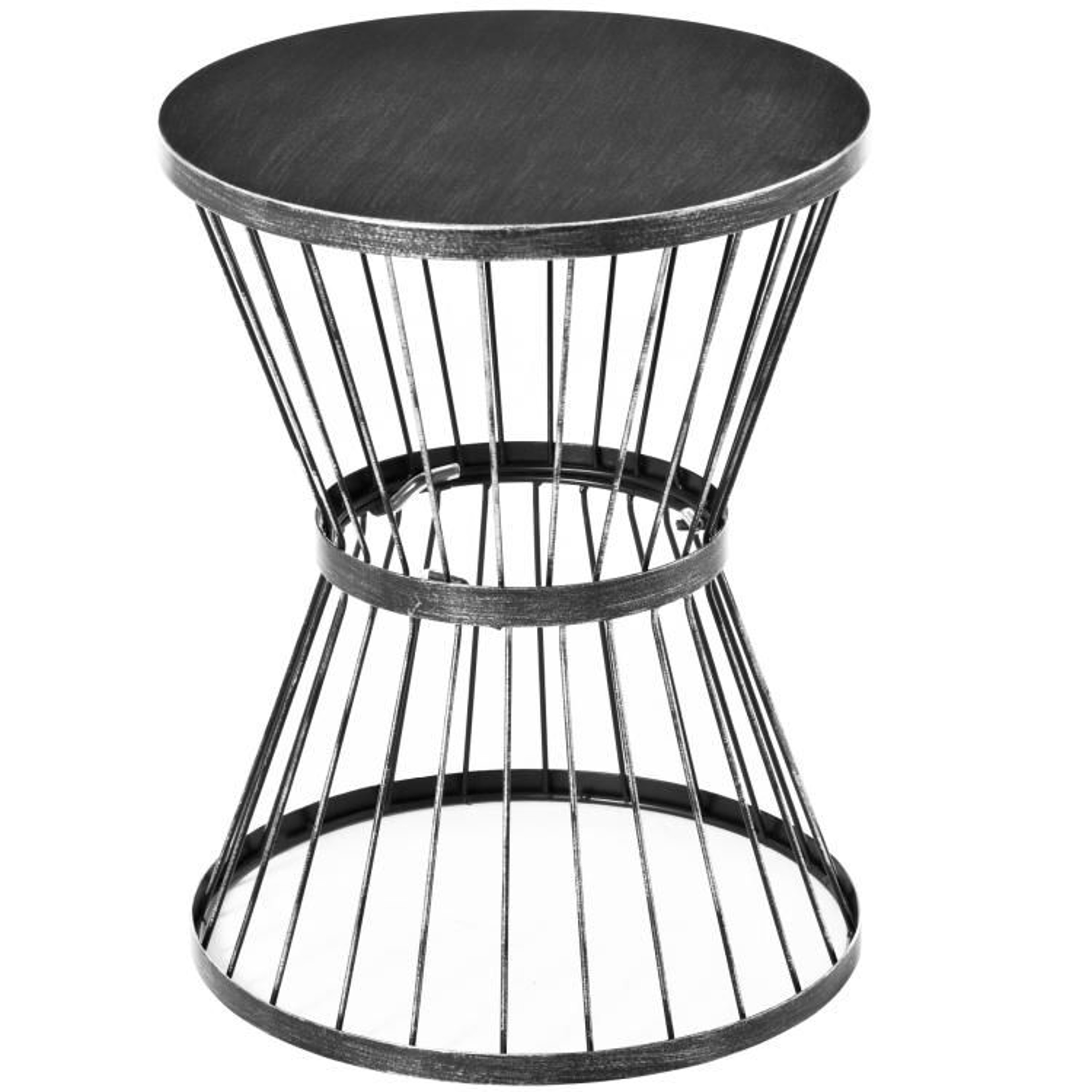 16Inch Outdoor Patio Side Table With Hourglass Design And Black Steel Frame 1