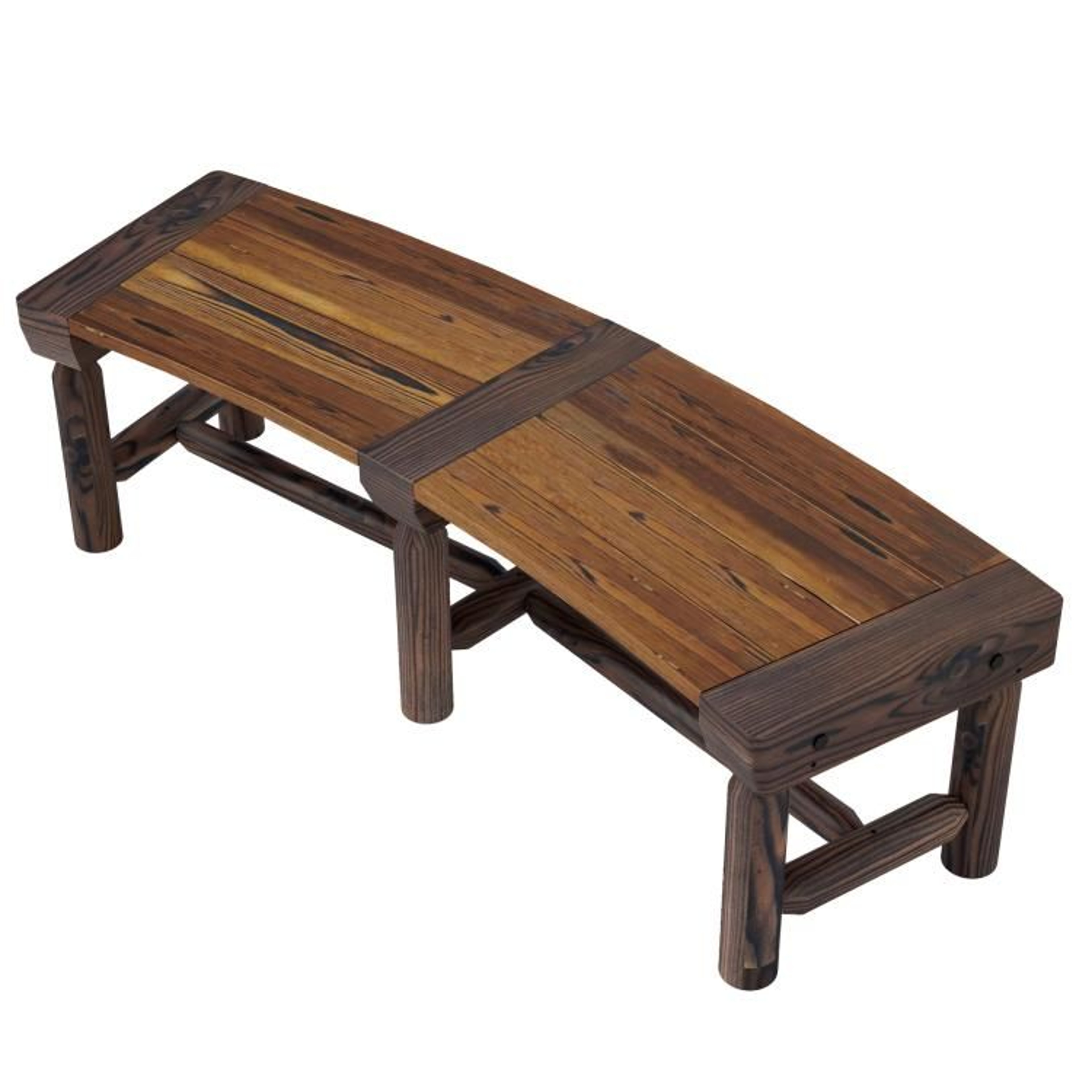 Wooden Outdoor Tree Bench Semicircular Fir Wood Garden Bench In Brown 1