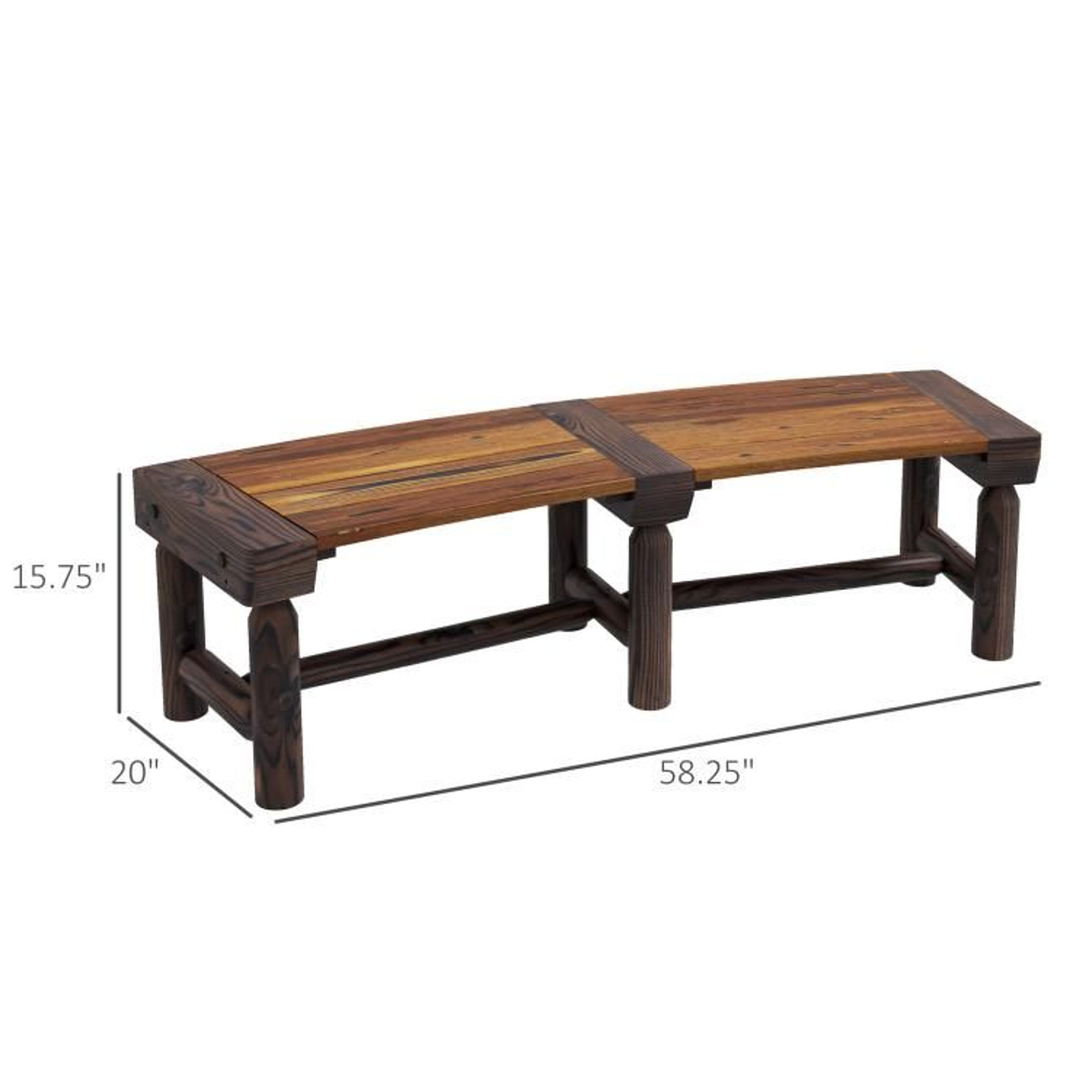 Wooden Outdoor Tree Bench Semicircular Fir Wood Garden Bench In Brown 4