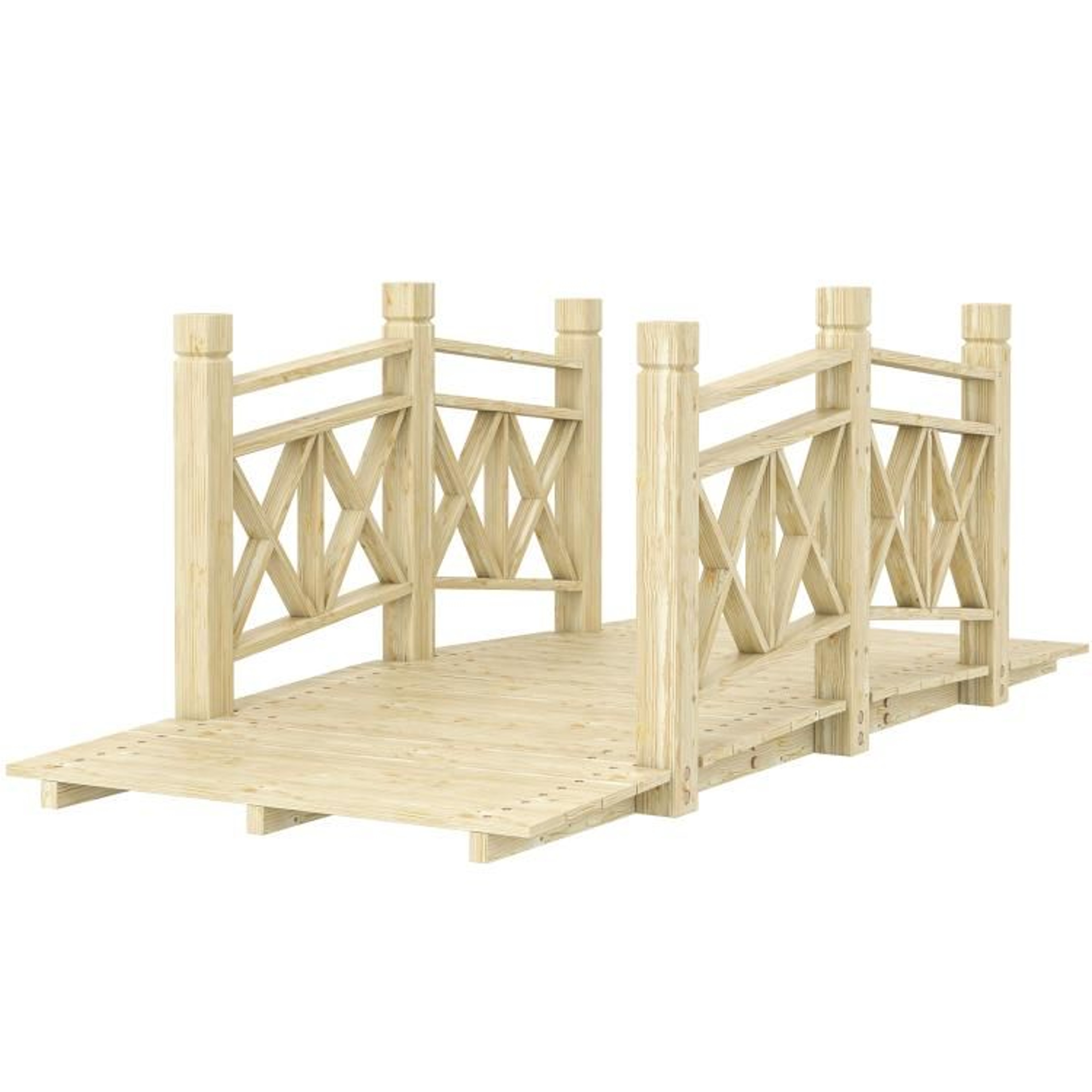 5 Ft Wooden Garden Bridge With Handrails For Backyard Ponds And Walkways 1