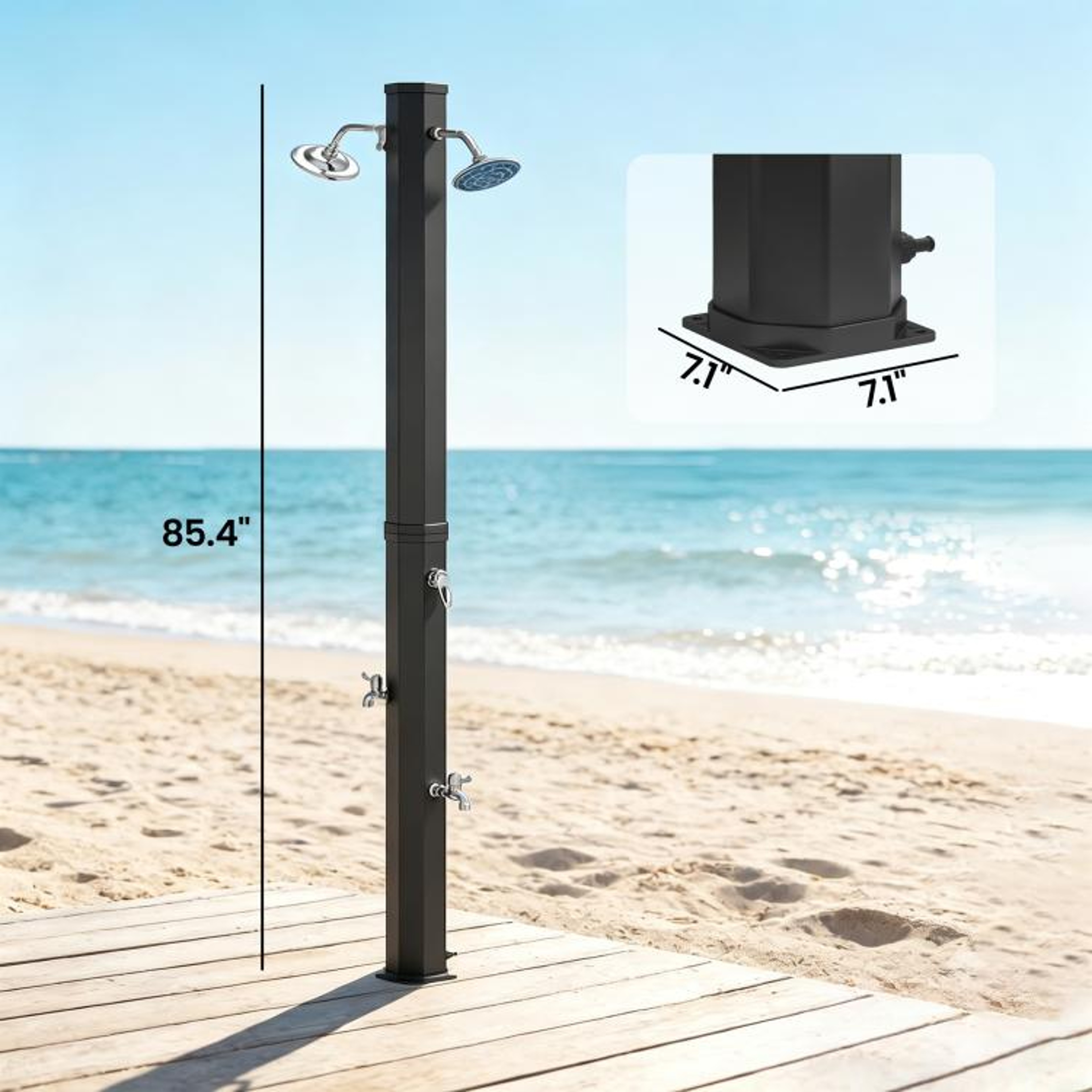 92 Gallon Solar Heated Outdoor Shower With Dual Rotating Shower Heads And Foot Showers 5
