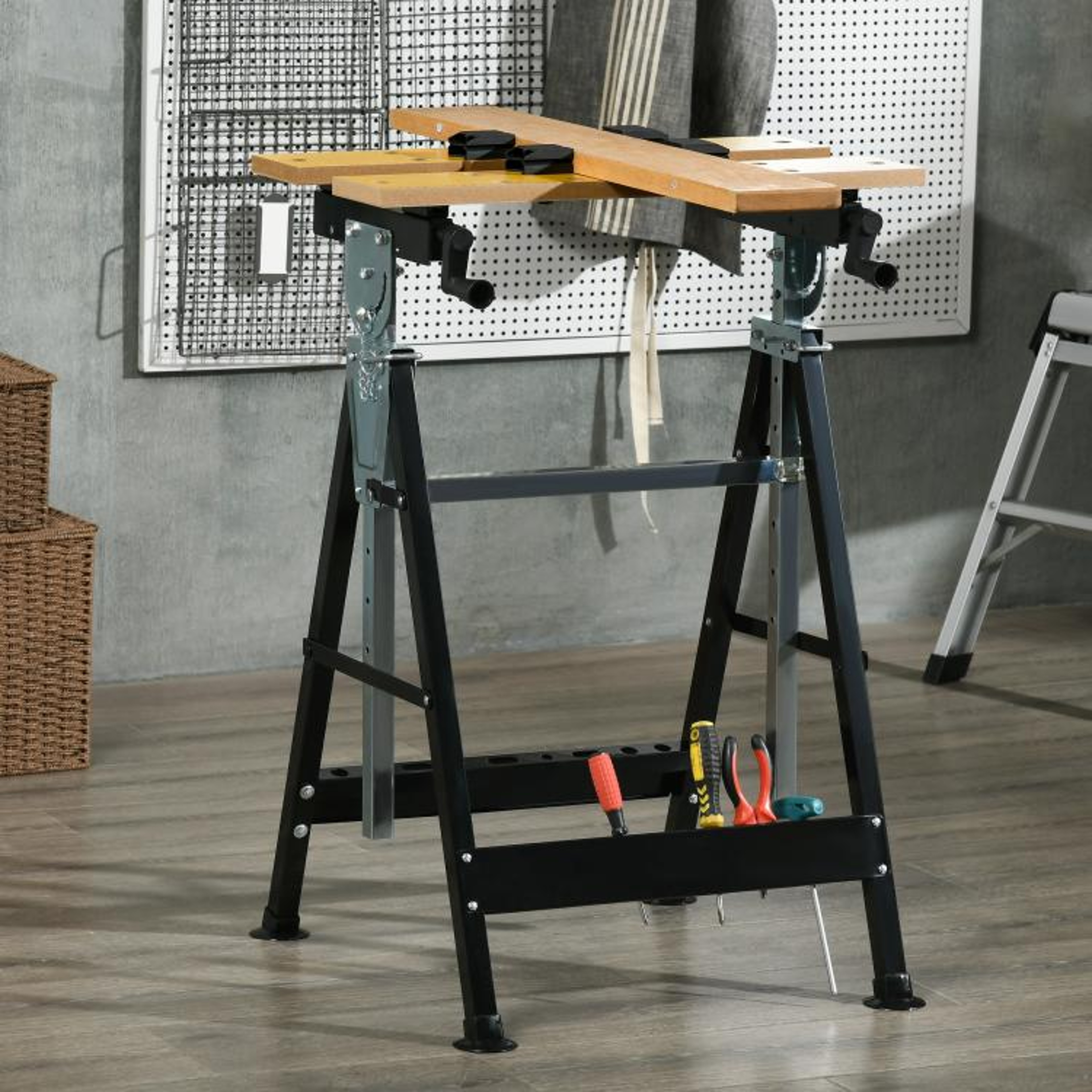 Adjustable Workbench Tool Stand With 220 Lb Capacity And Clamping Table 4