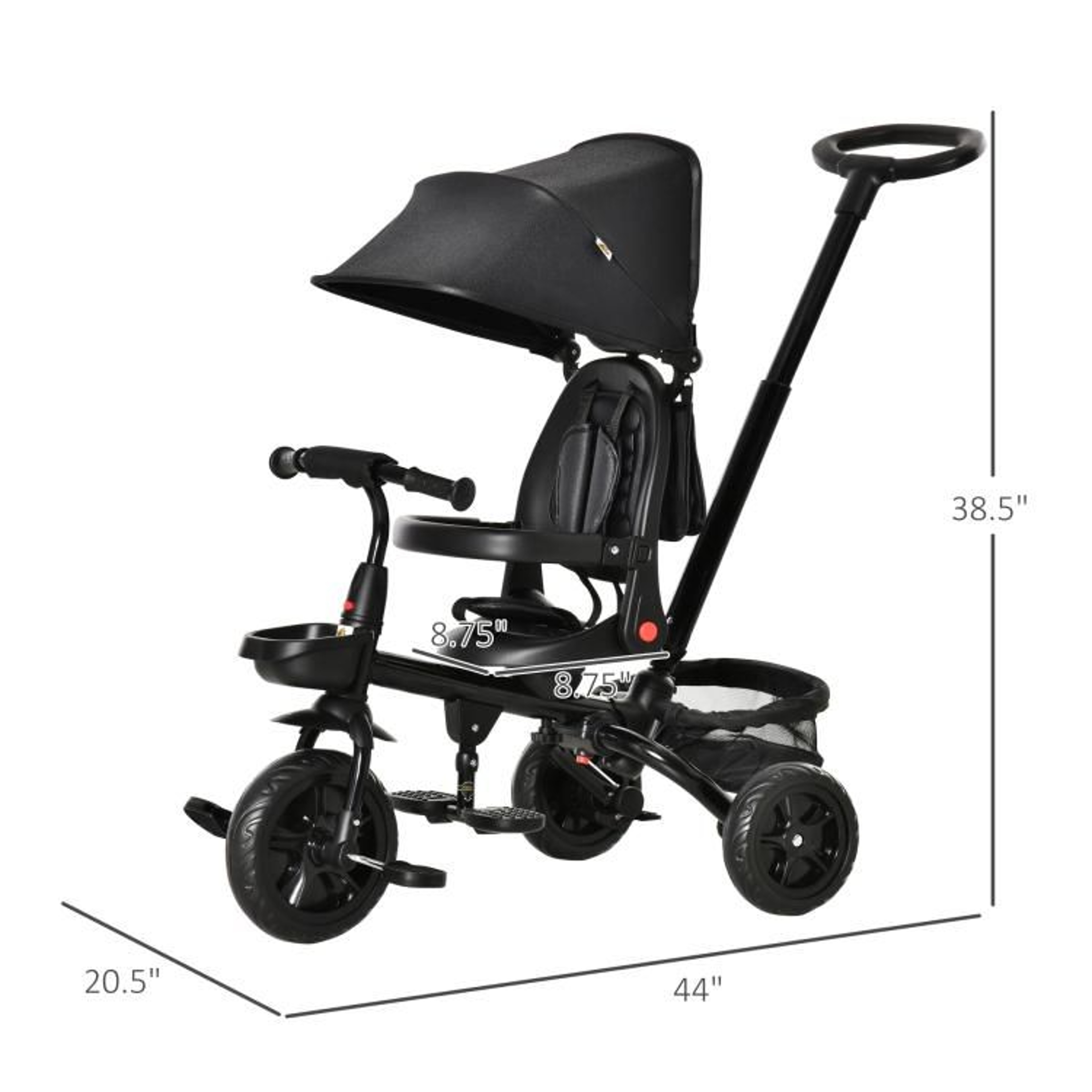 5in1 Foldable Kids Tricycle With Reversible Seat And Adjustable Parent Handle 4