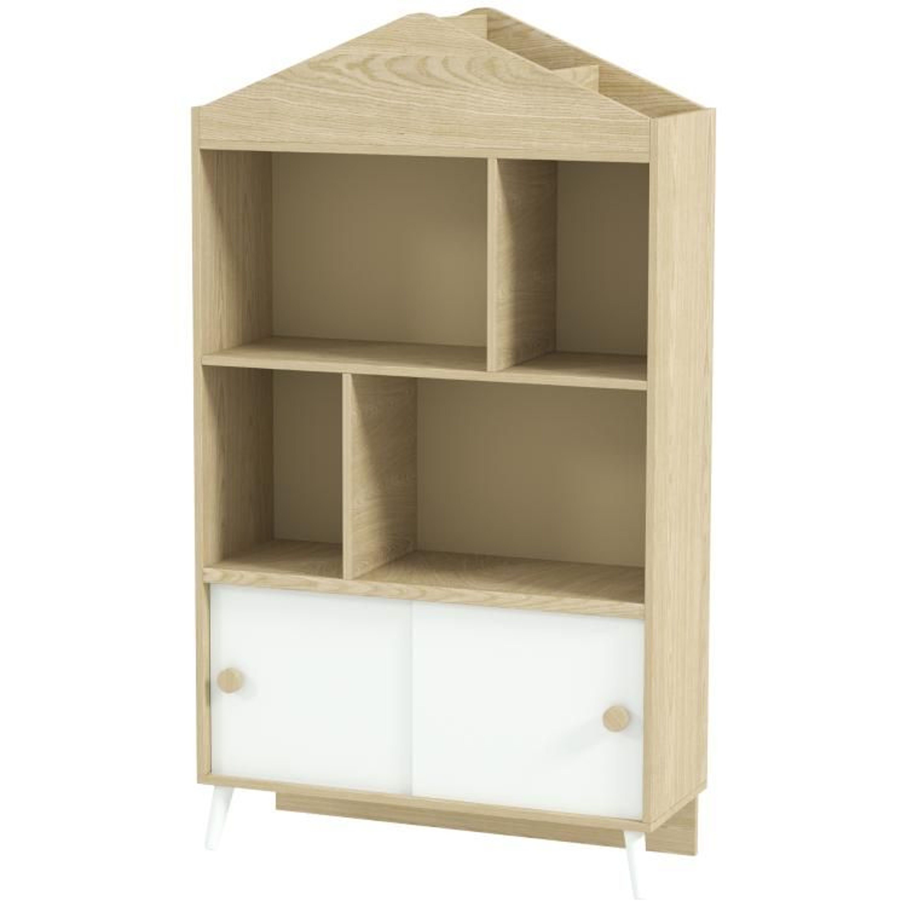 Montessori Kids Bookshelf And Toy Storage Cabinet With Sliding Door 1