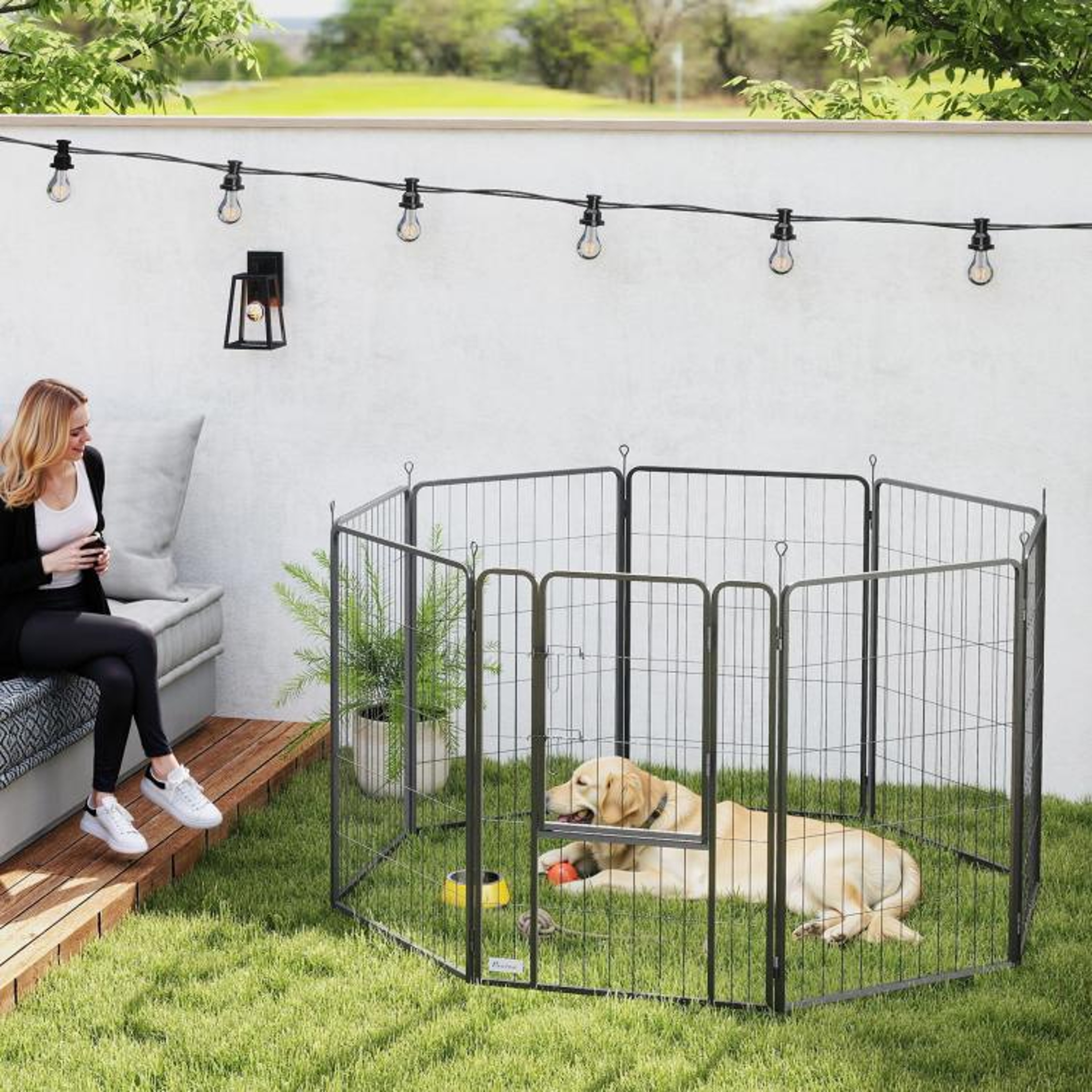 Heavy Duty Metal Dog Playpen With 8 Adjustable Panels And 3 Doors 1