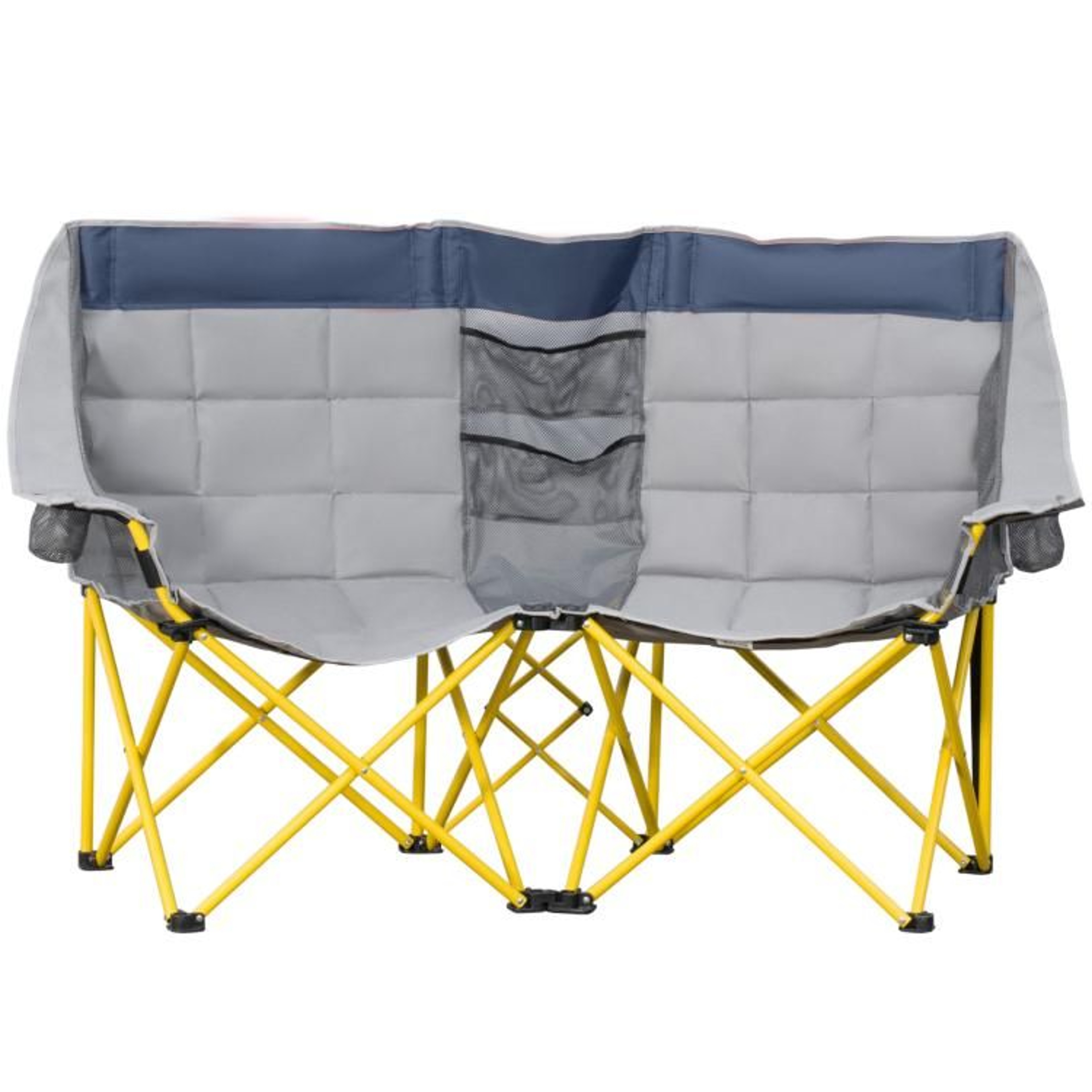 Double Camping Chair With Cup Holders And Carry Bag  Navy Blue And Gray 1