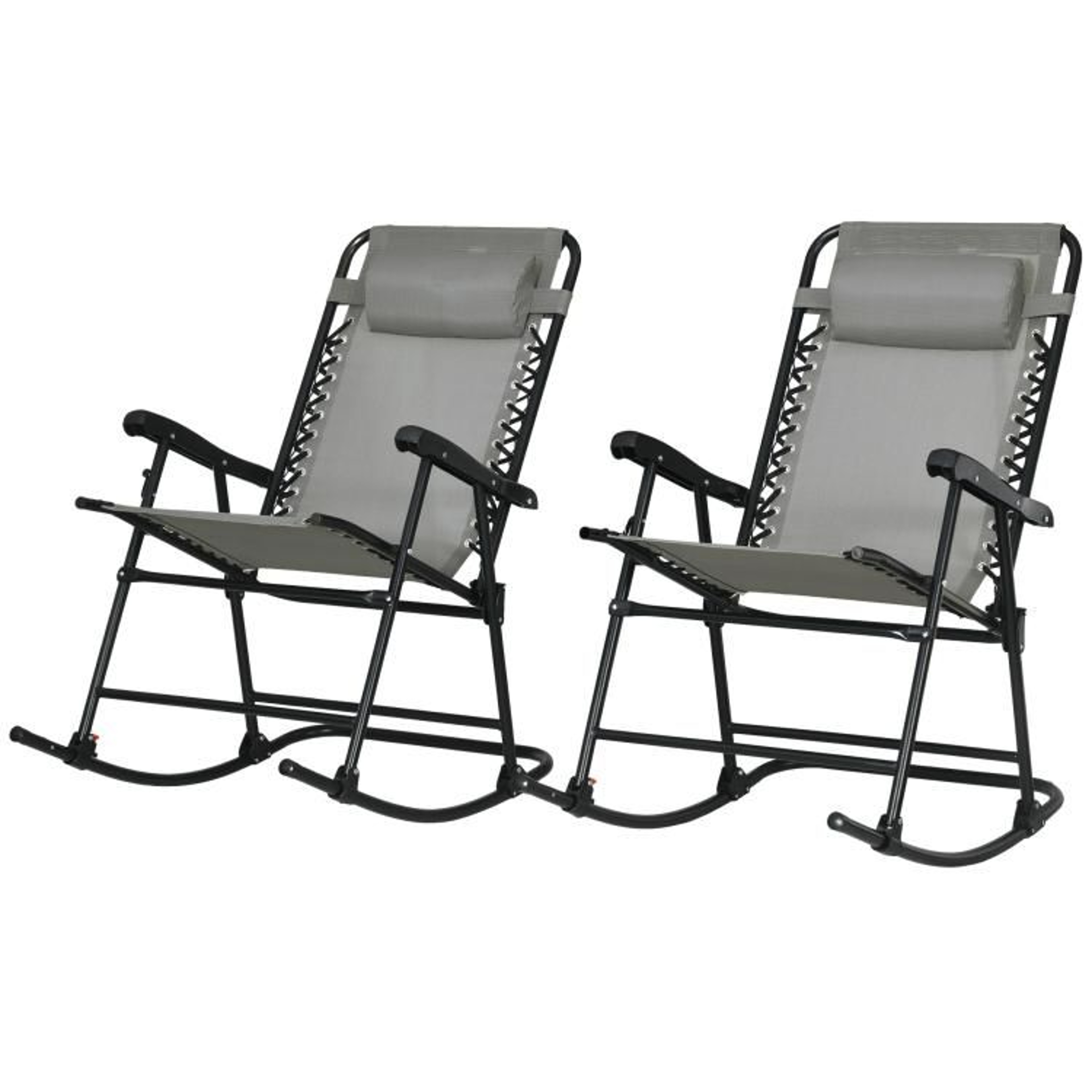 Outdoor Rocking Chairs Set Of 2  Folding Patio Rockers With Headrests In Gray 1