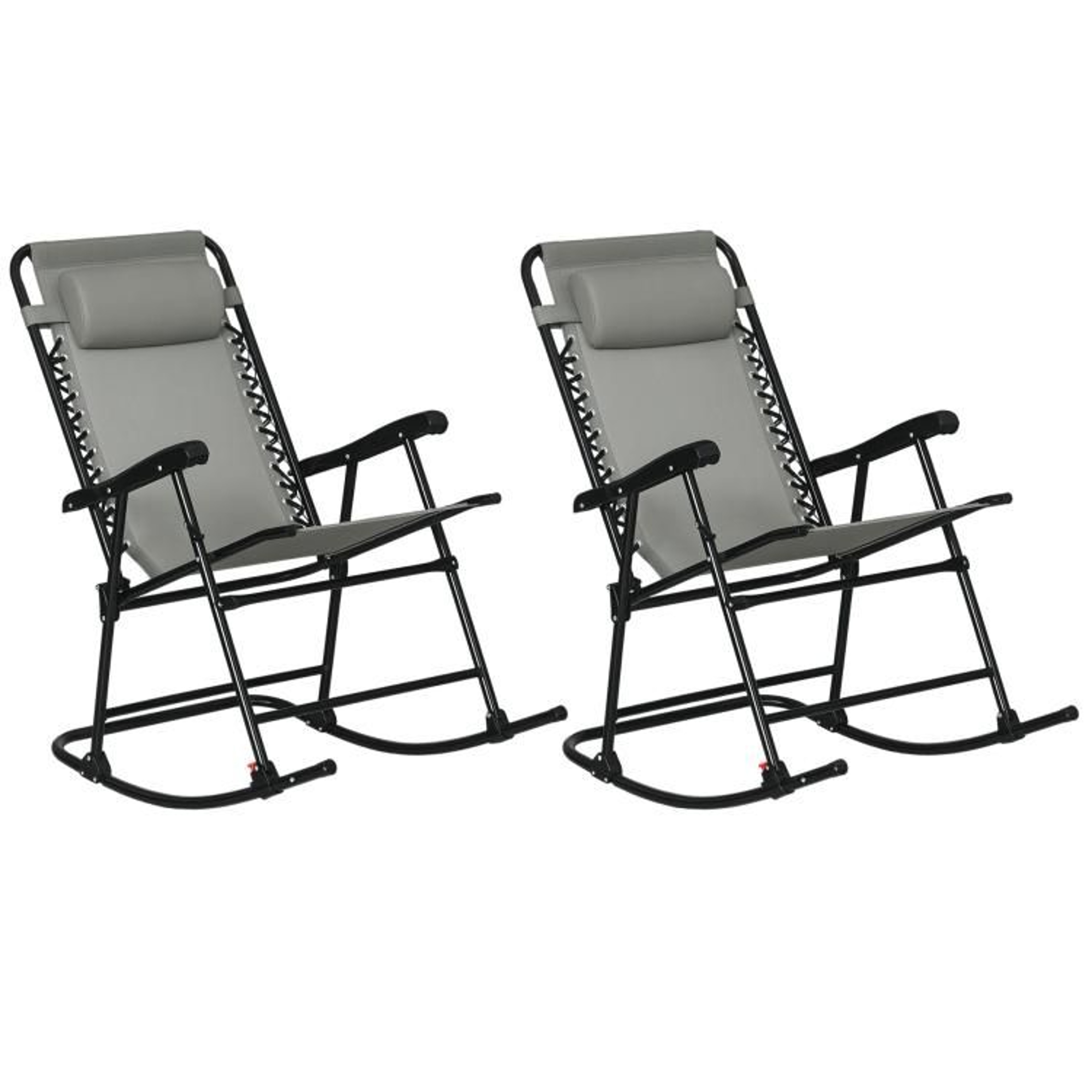 Outdoor Rocking Chairs Set Of 2  Folding Patio Rockers With Headrests In Gray 0