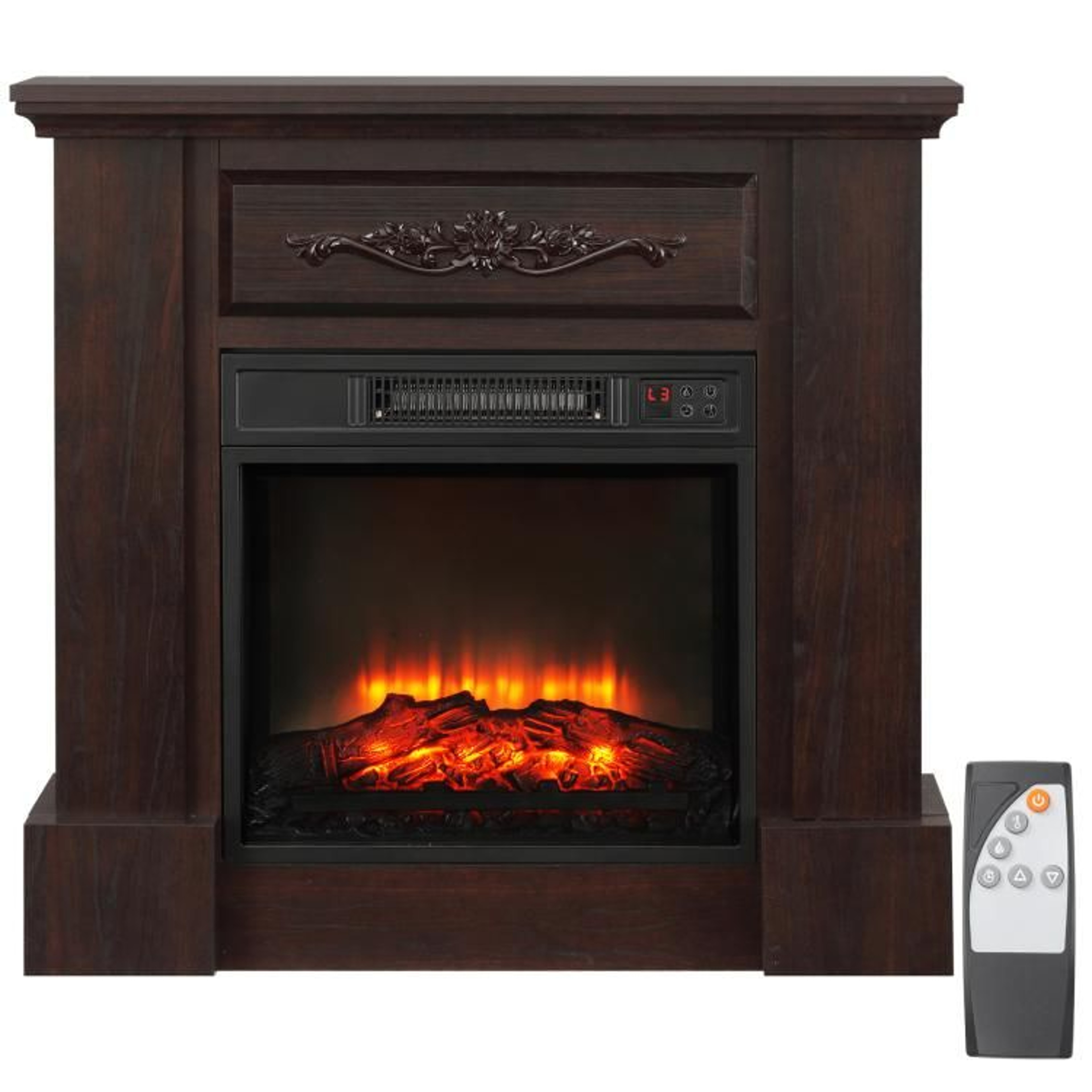 32Inch Electric Fireplace With Mantel And Remote Control 1400W White Heater 1