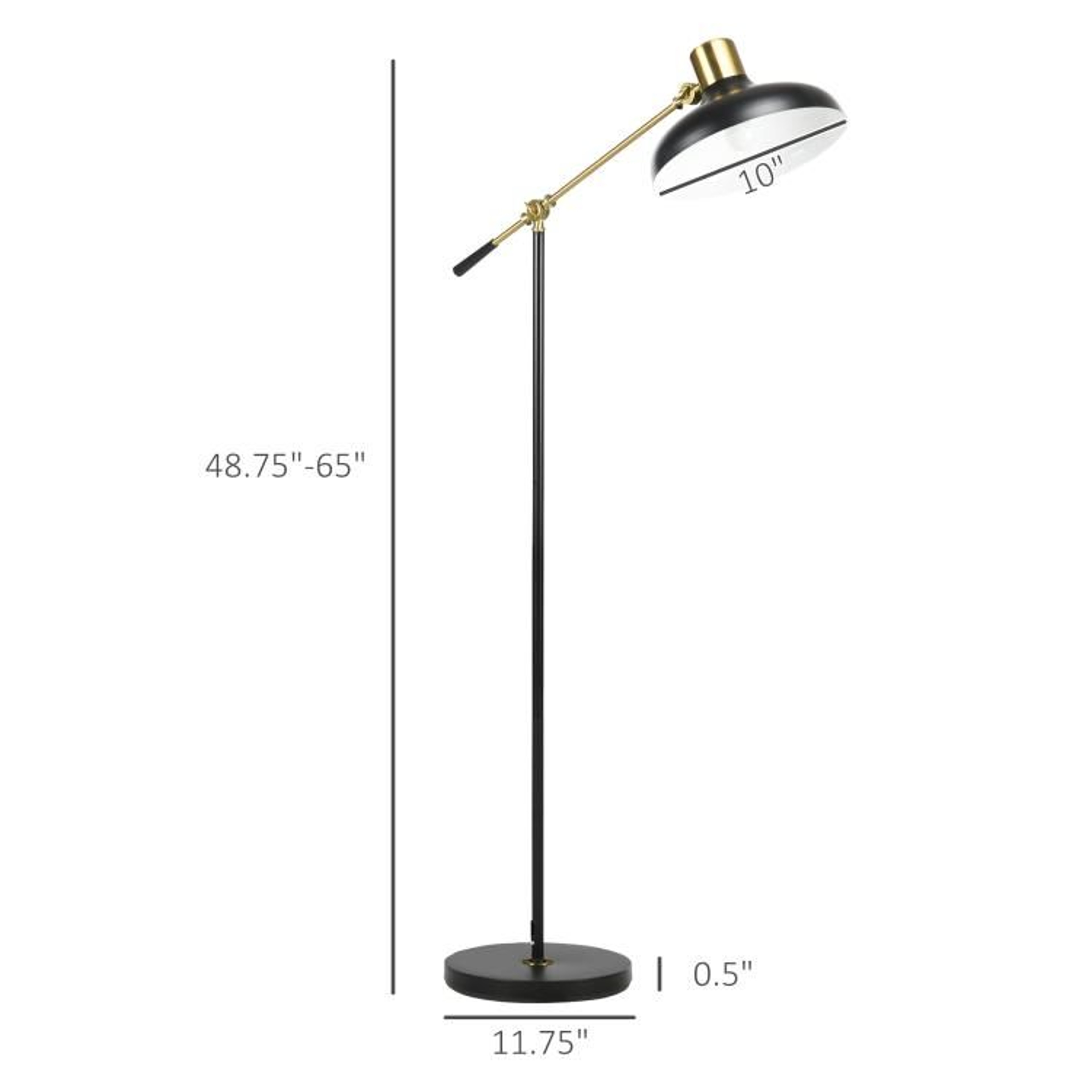 Adjustable Floor Lamp With Rotating Arm And Black And Gold Finish 2