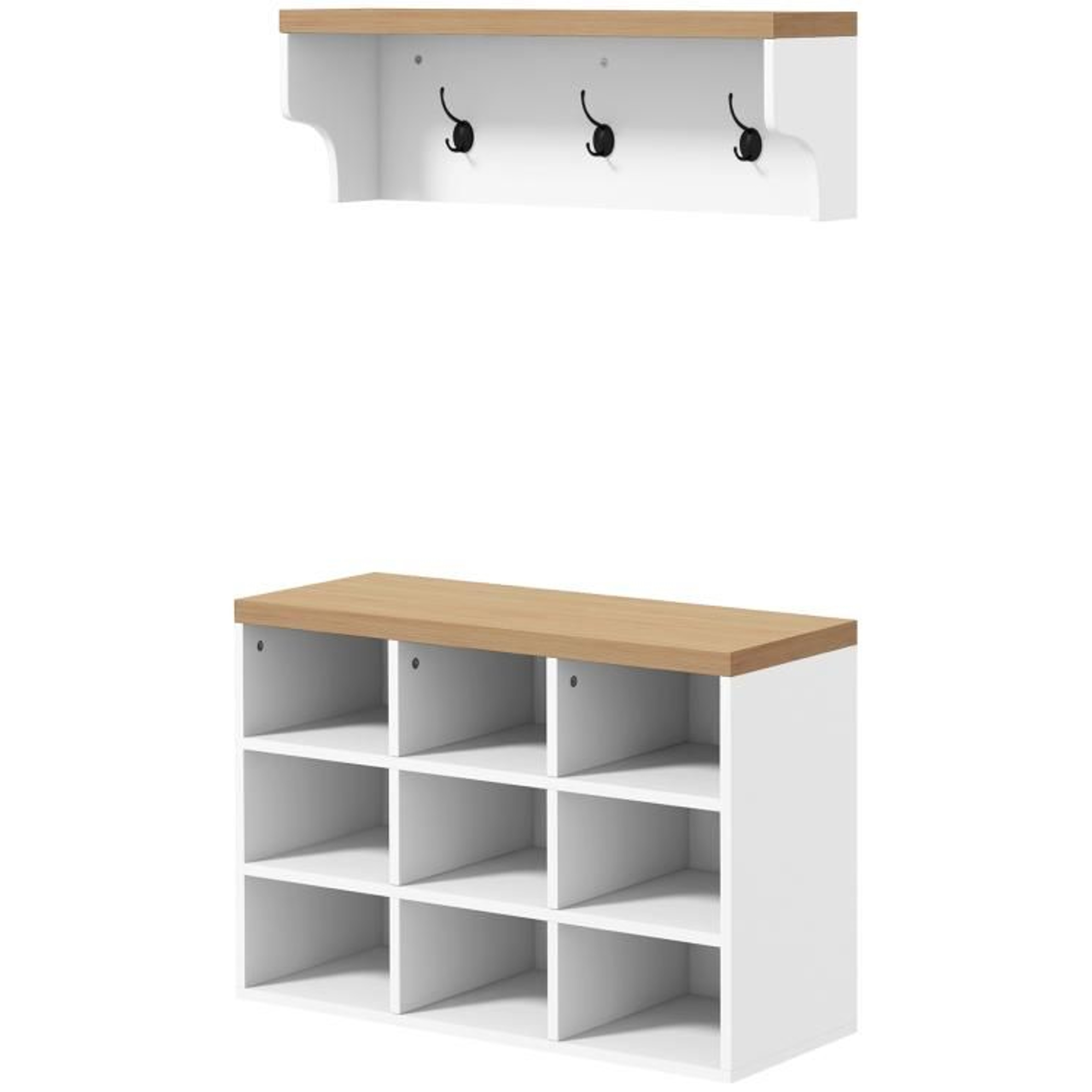 Entryway Coat Rack And Shoe Bench Set With 5 Hooks And 9Pair Shoe Storage 0