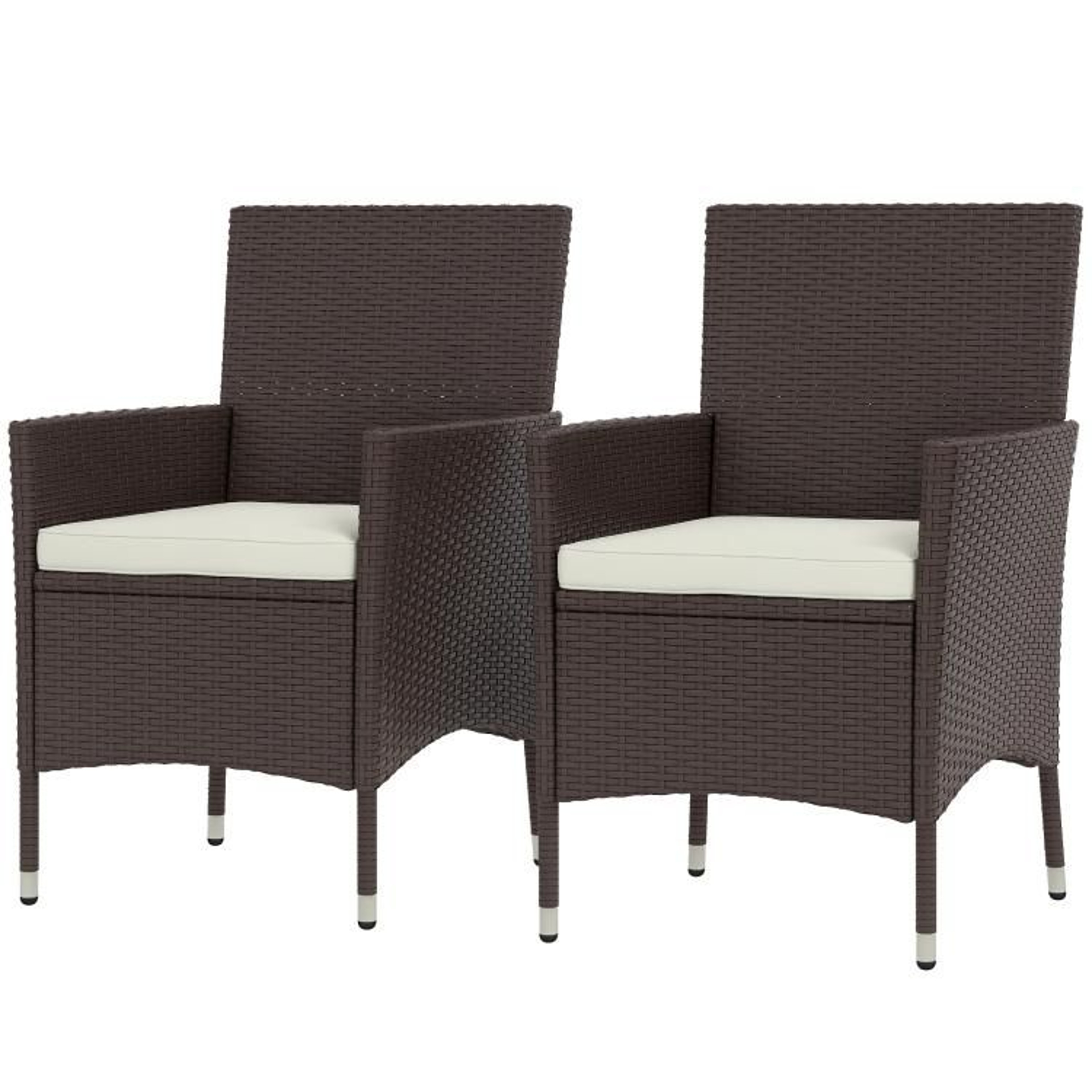 Outdoor Wicker Dining Chairs Set Of 2 With Cushions  Dark Coffee 0