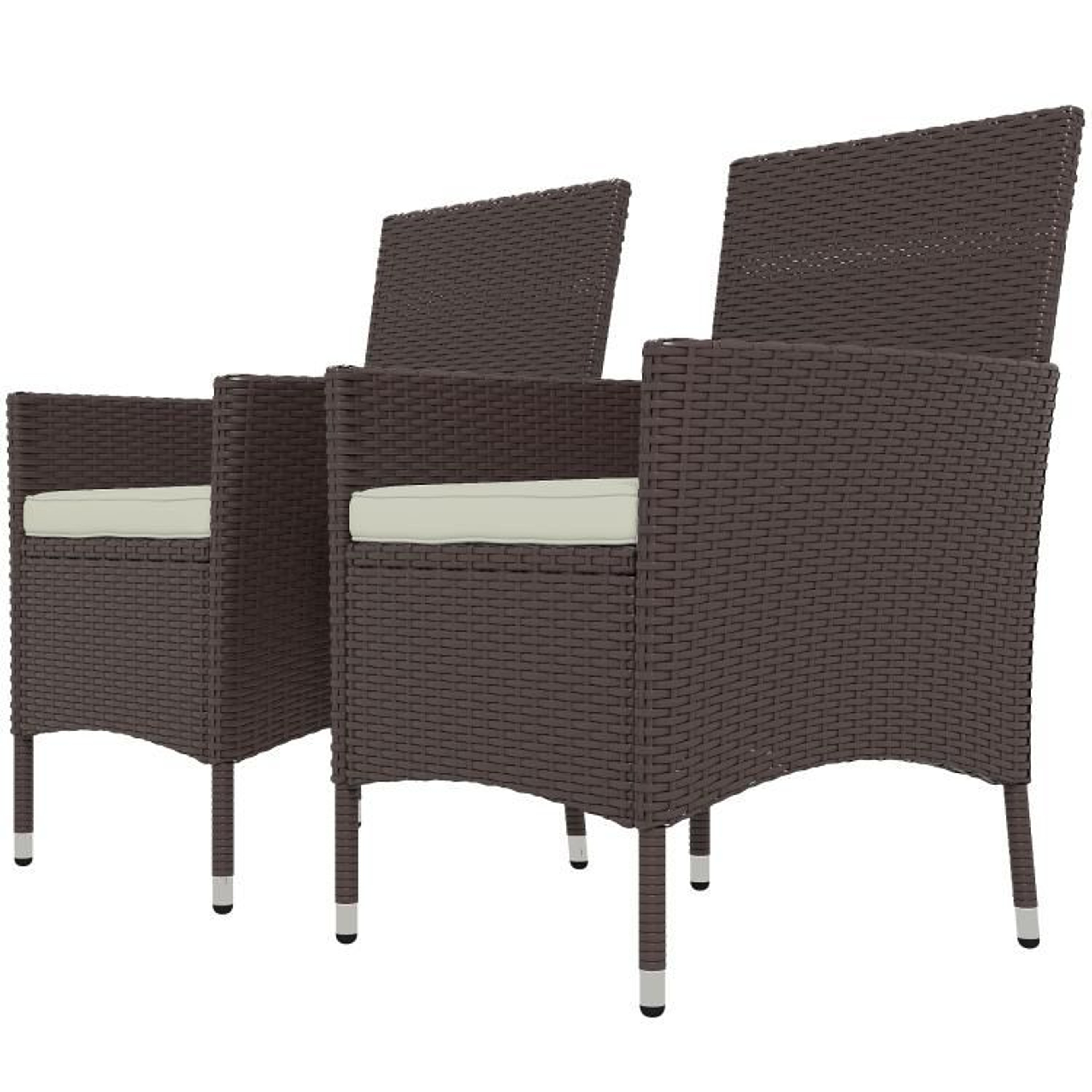 Outdoor Wicker Dining Chairs Set Of 2 With Cushions  Dark Coffee 1