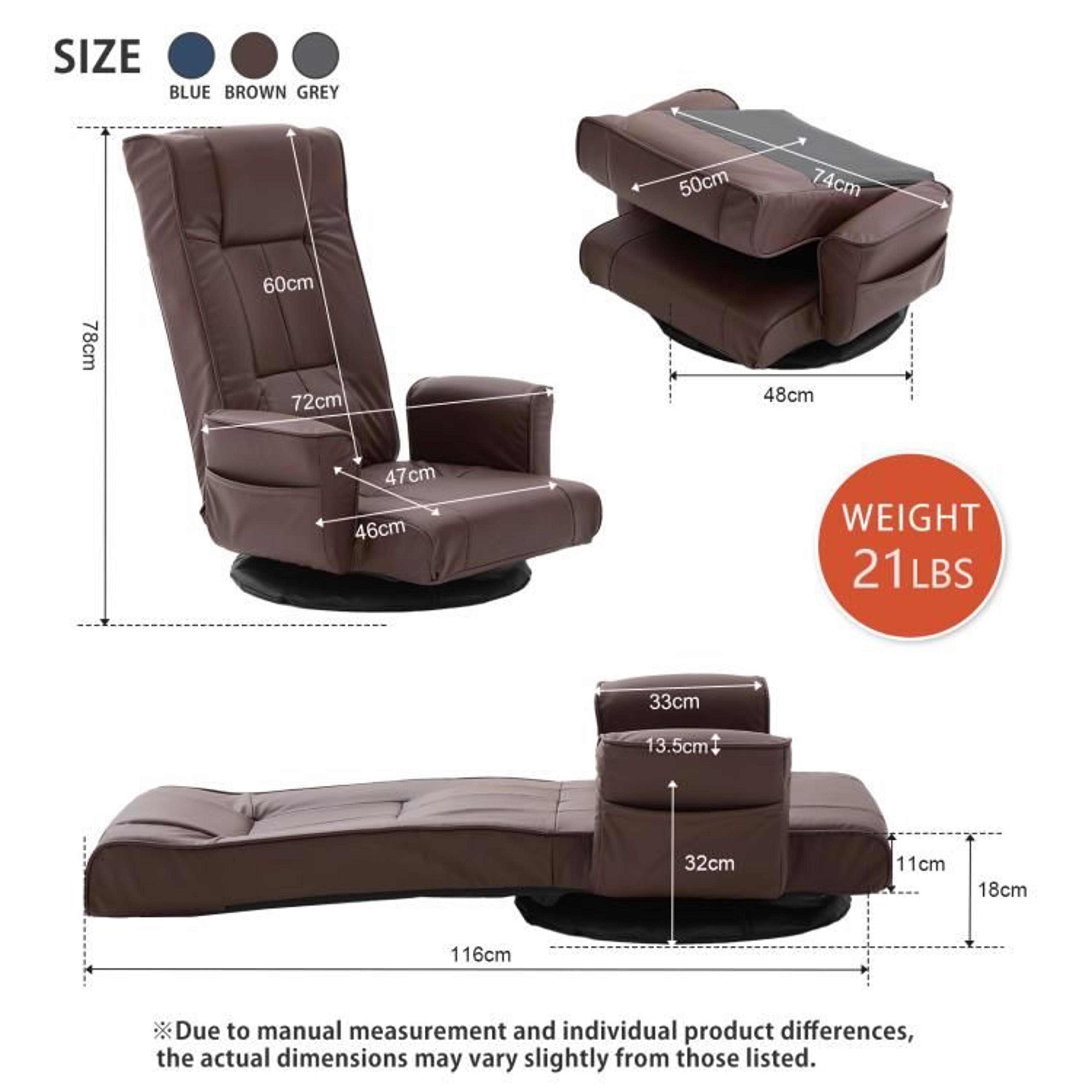 360 Swivel Floor Gaming Chair With 14Position Adjustable Backrest And Armrests 3