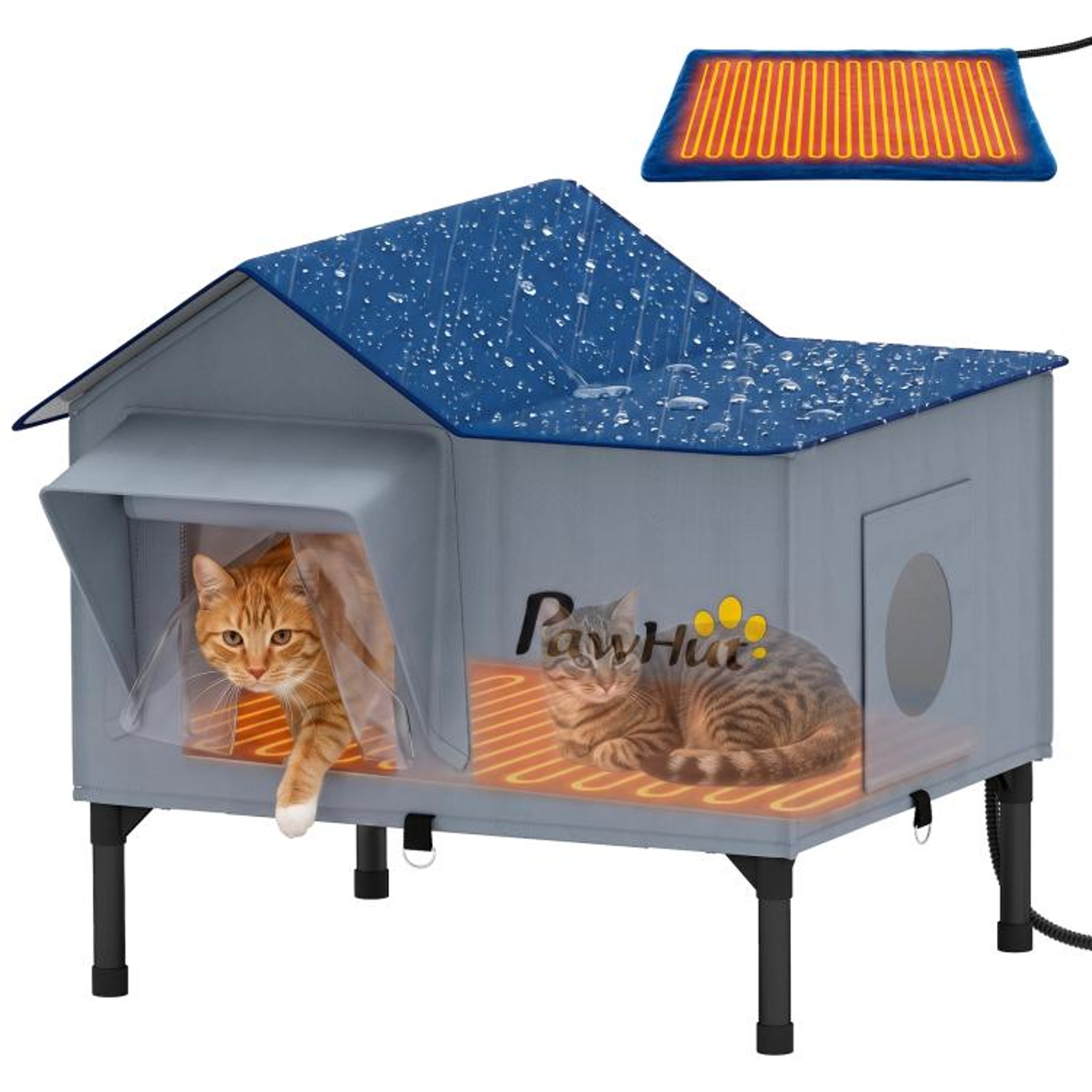 Heated Outdoor Cat House With Insulated Waterproof Shelter And Escape Door 0