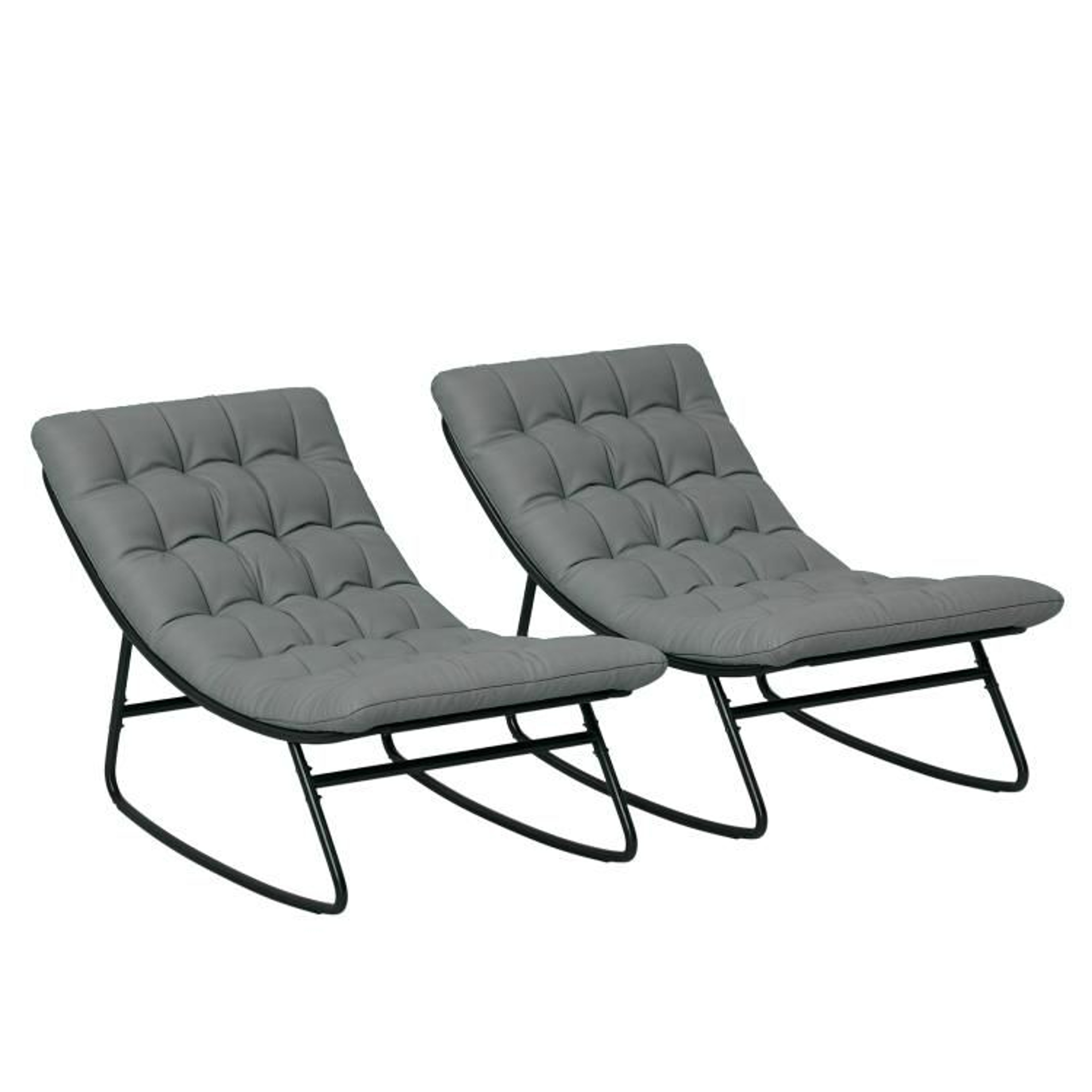 Outdoor Patio Rocking Chairs Set Of 2 With Deep Mesh Seats  Dark Gray 0