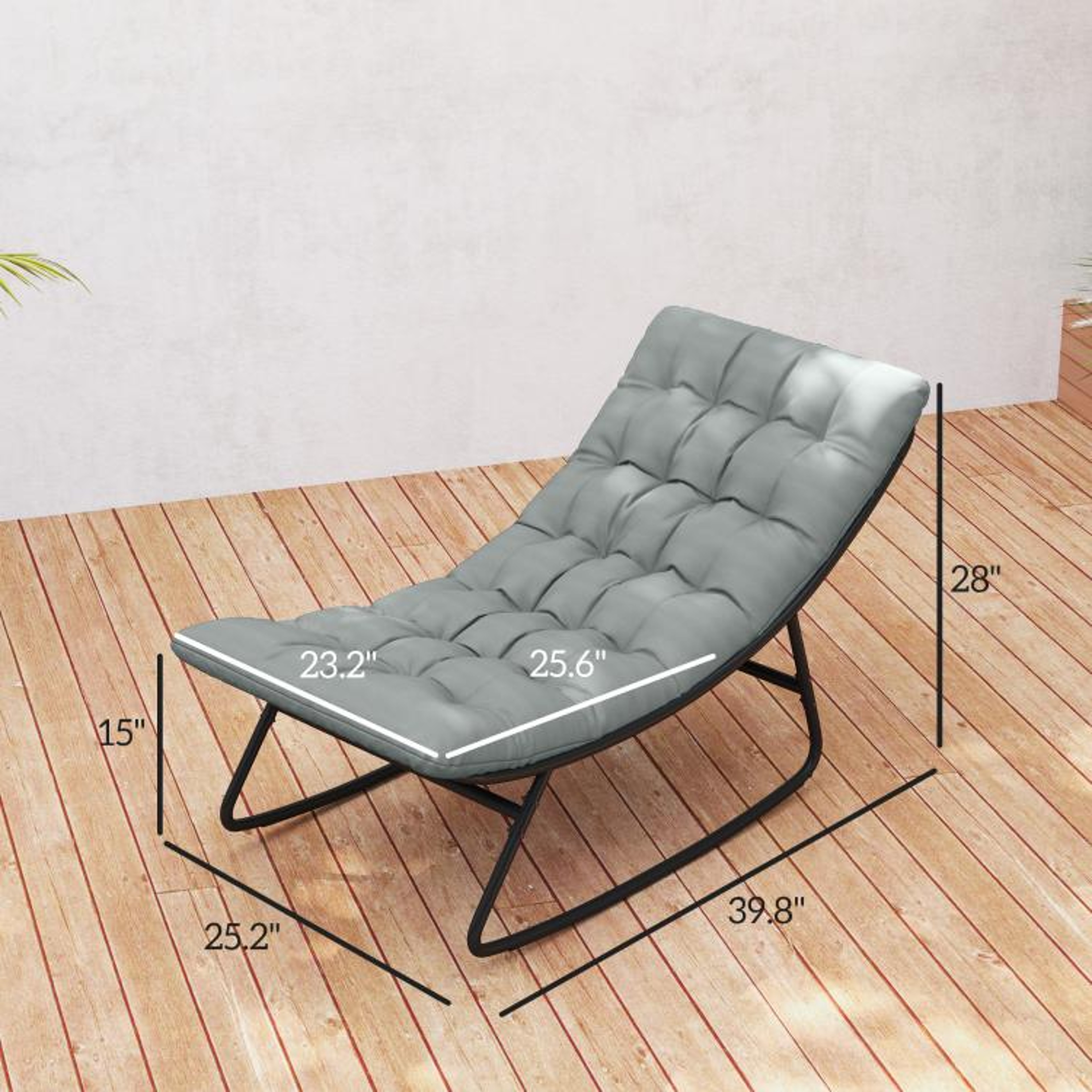 Outdoor Patio Rocking Chairs Set Of 2 With Deep Mesh Seats  Dark Gray 4