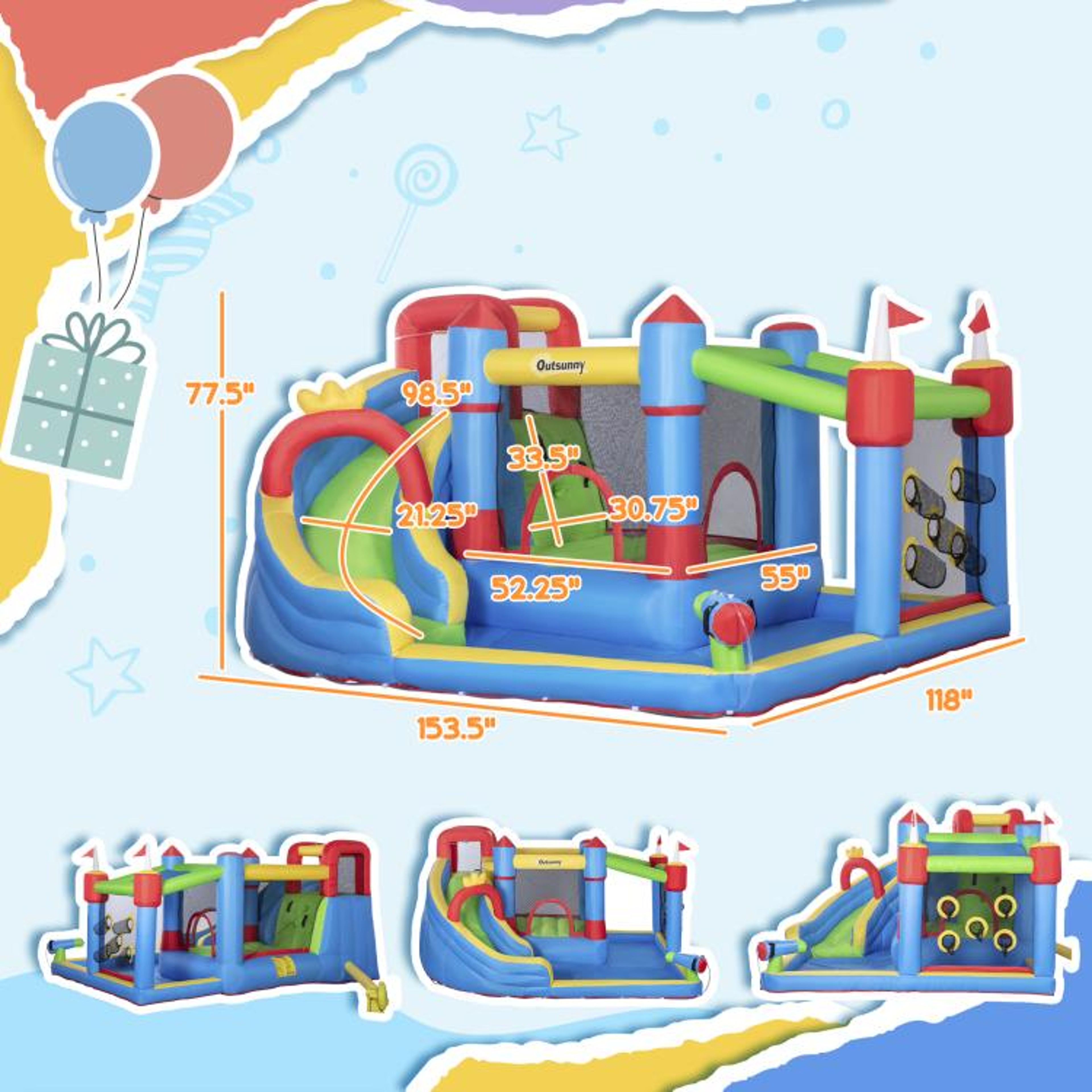 6in1 Inflatable Water Slide For Kids With Splash Pool And Climbing Wall 4
