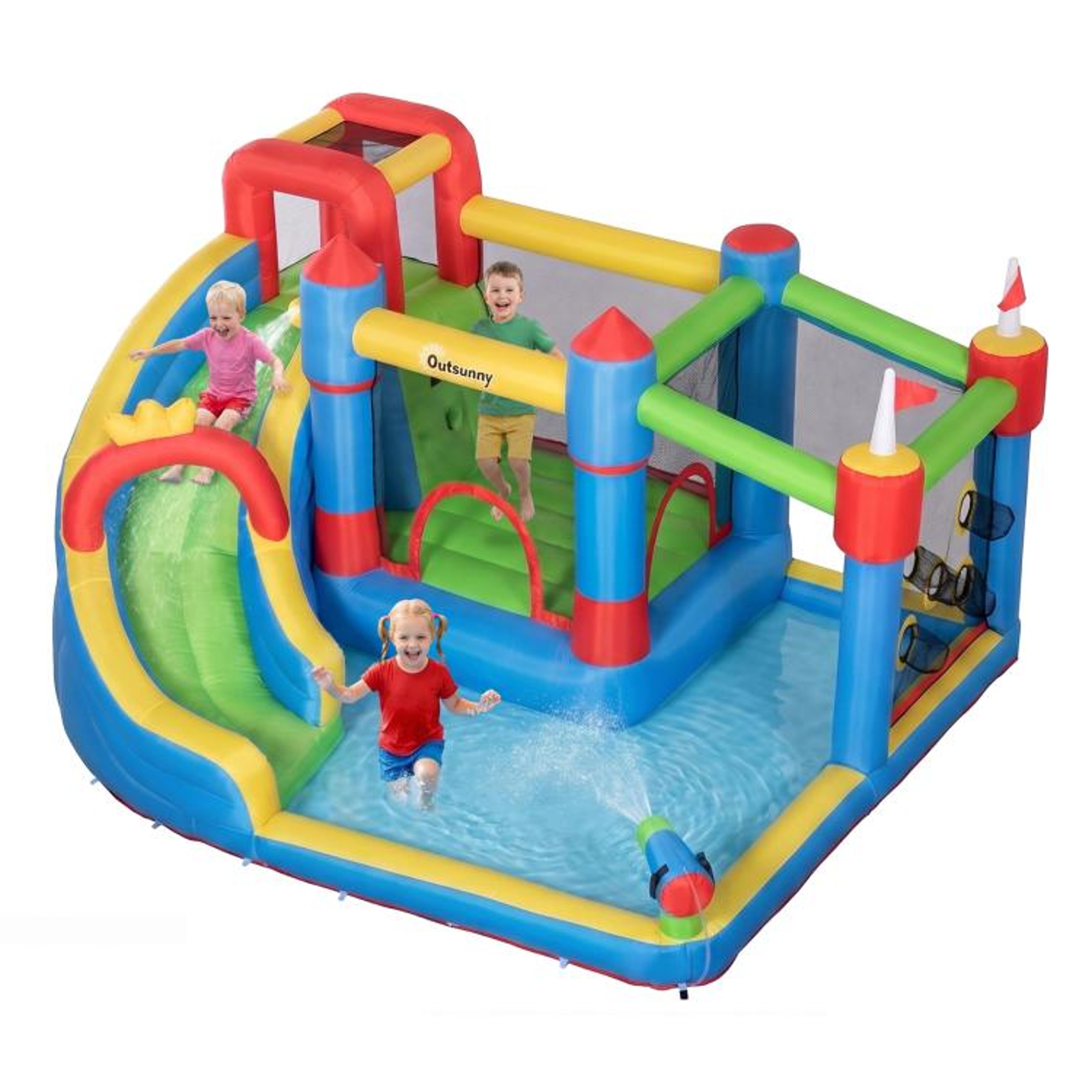 6in1 Inflatable Water Slide For Kids With Splash Pool And Climbing Wall 0