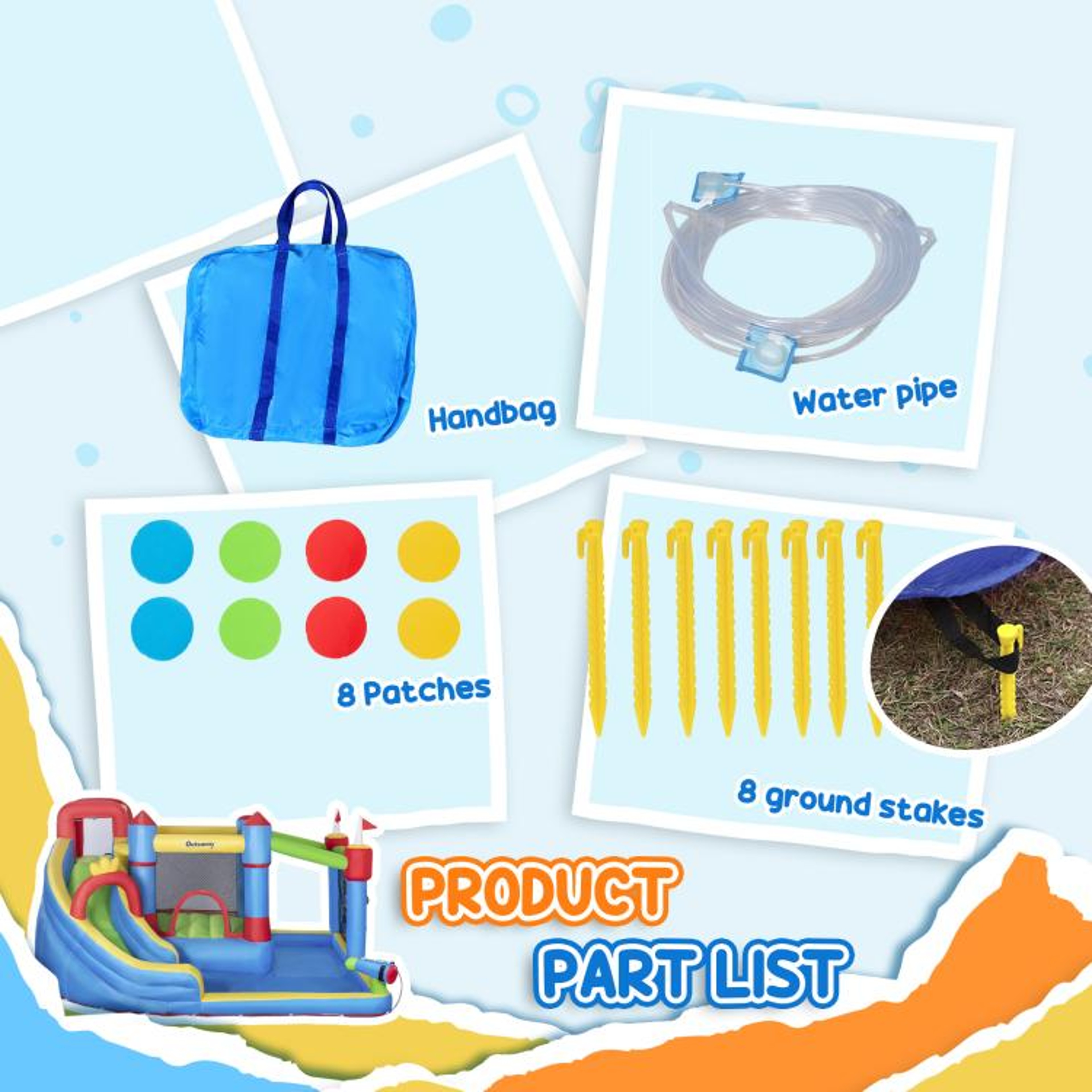 6in1 Inflatable Water Slide For Kids With Splash Pool And Climbing Wall 6
