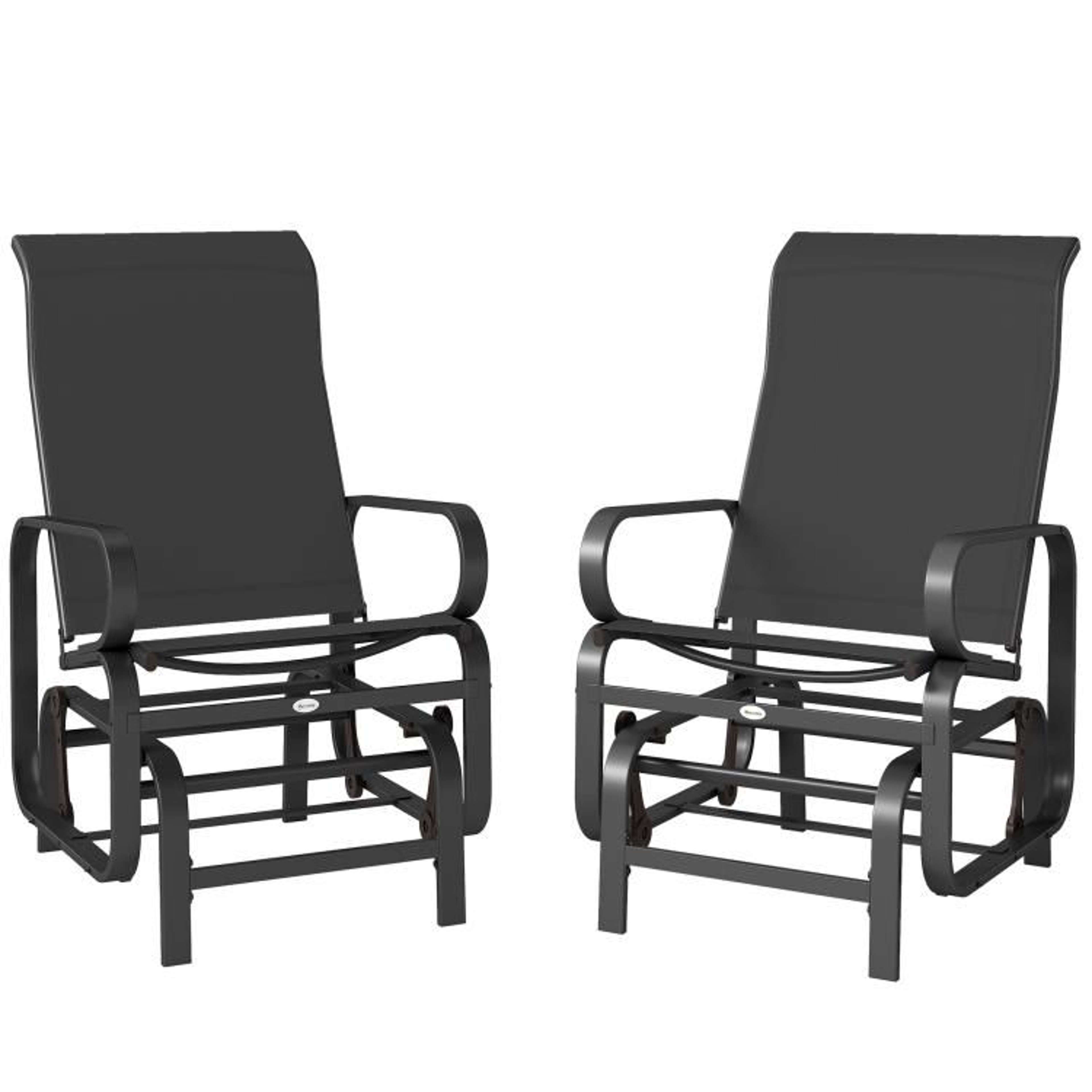 Outdoor Glider Chairs Set Of 2 With Steel Frames And Breathable Mesh Black 1