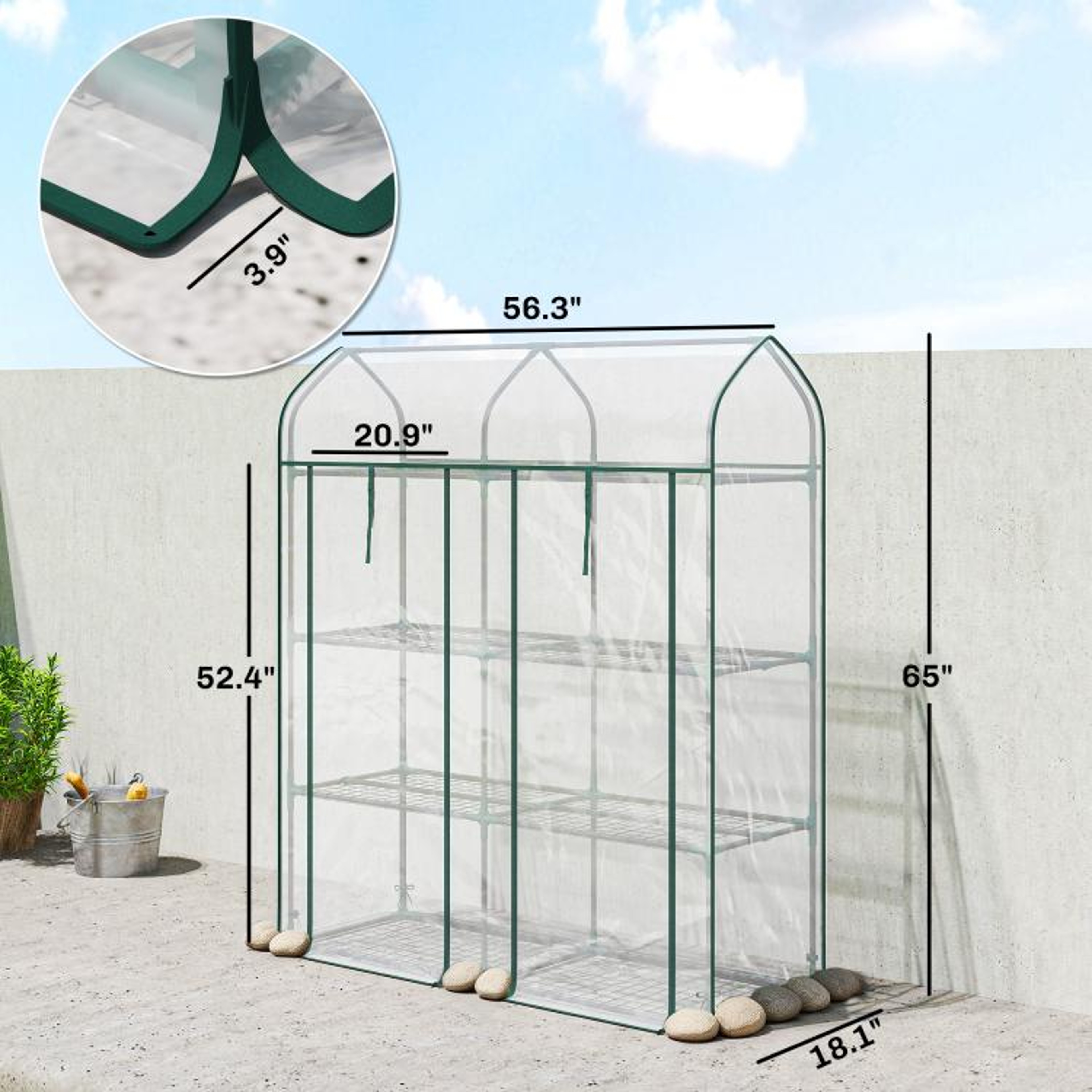 3Tier Mini Greenhouse With Clear PVC Cover And 2 RollUp Doors 4